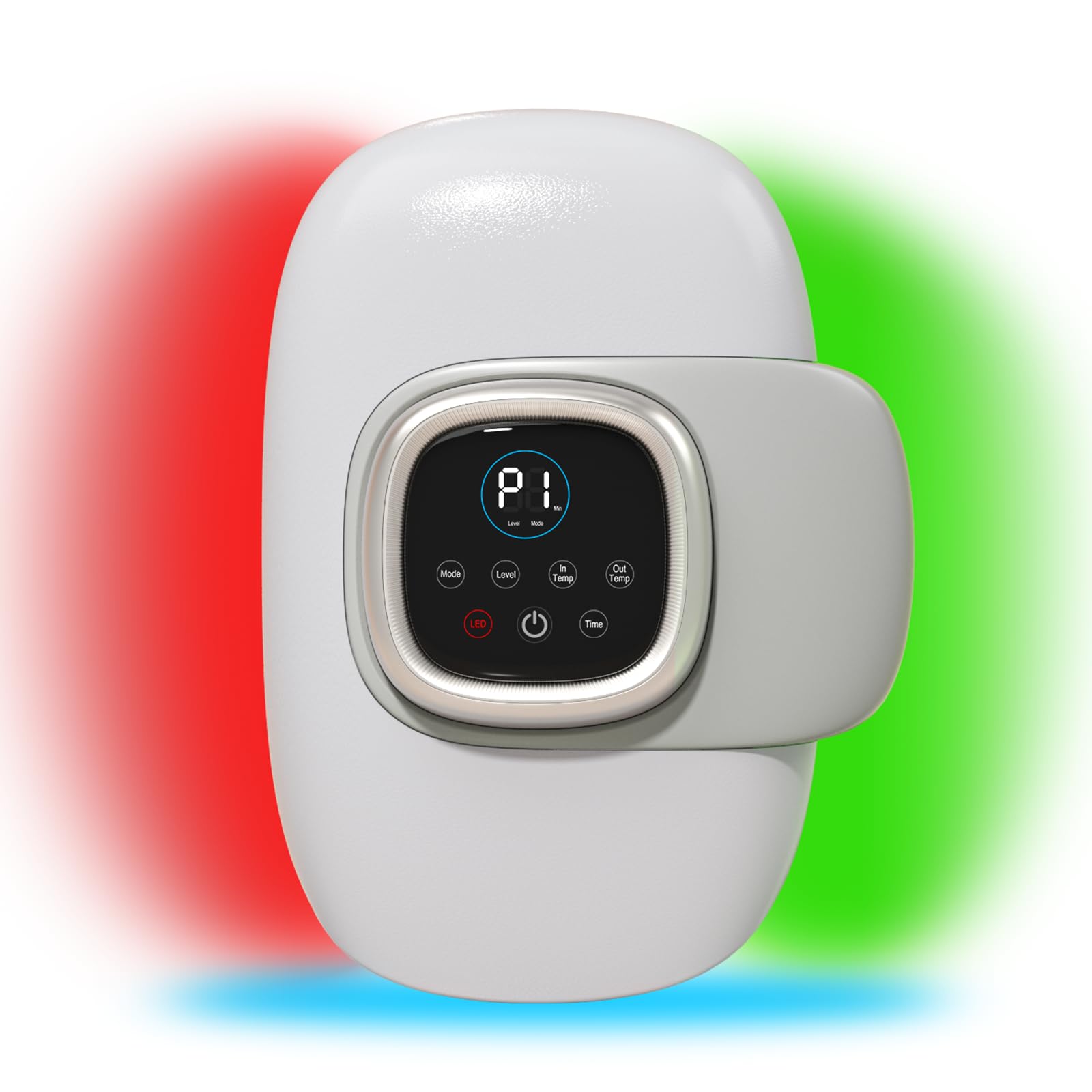 Handmassagegerät, Hand Massager mit 3 Gänge Airbag Kompression, Handgelenk Massagegerät mit Speicherfunktion, Massage Hand mit Rotes, Blaues und Grünes Licht, Interne Externe Wärme, Schmerzen lindern