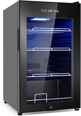 17-inch Beverage Refrigerator - 126 Can Cooler with Glass Door, Countertop or Freestanding