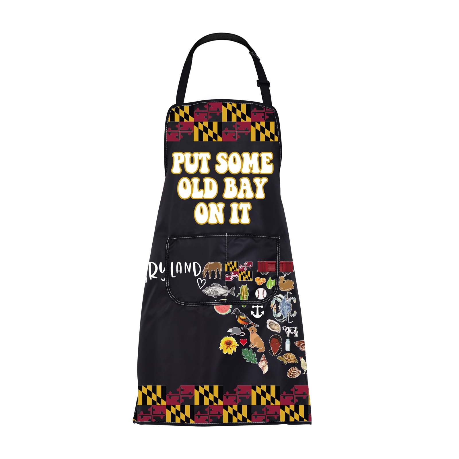 CMNIM Maryland Flag Apron Maryland Cooking Aprons for Women Men Maryland Kitchen Gifts Ocean City Maryland Gifts Crab Apron