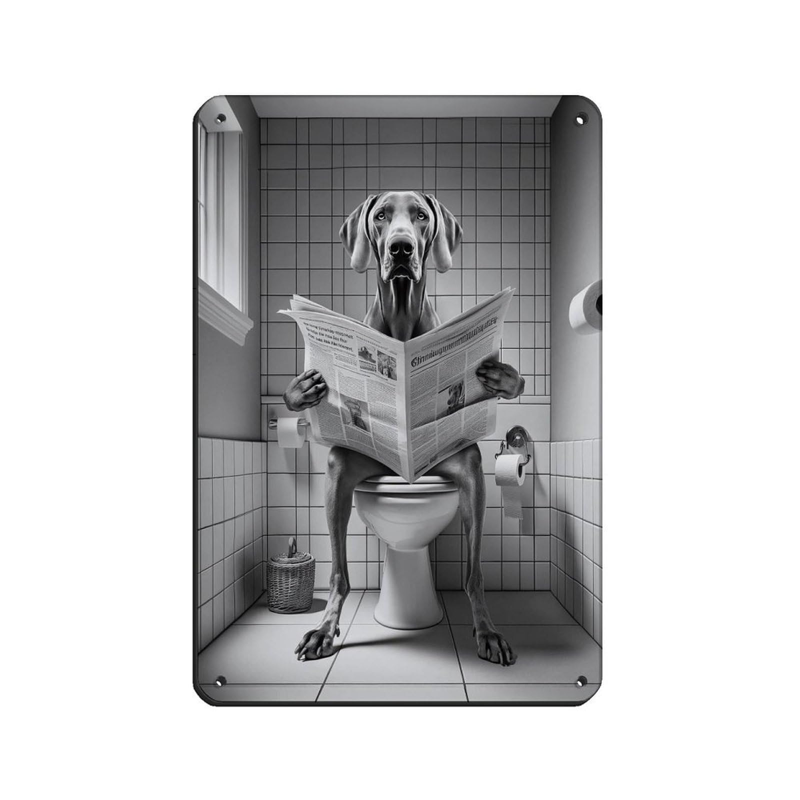 Lxwnze 20L X 30W Cm Weimaraner, Funny Bathroom Decor Tin Sign Vintage Metal Pub Club Cafe Bar Home Wall Art Decoration Poster Retro 8X12inch(20X30cm)