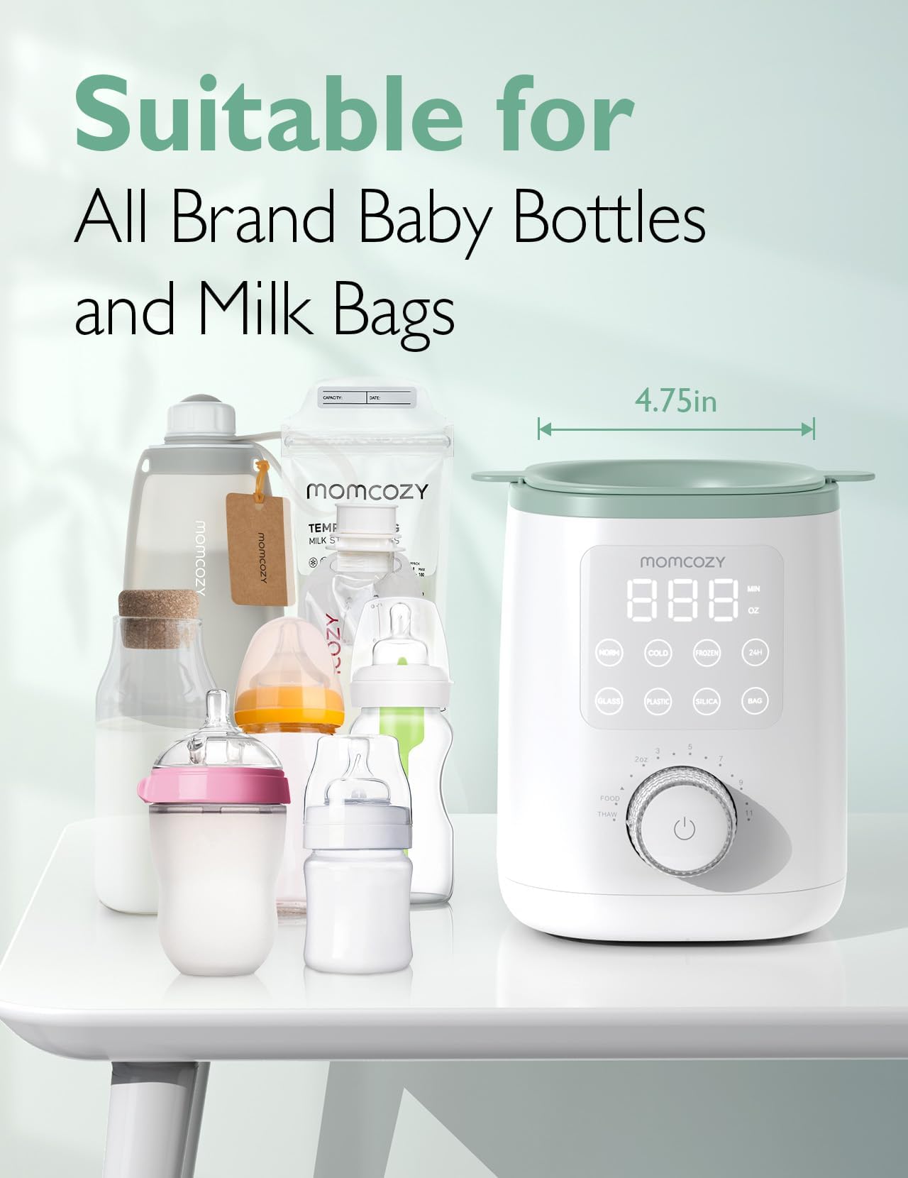 Momcozy Nutri podgrzewacz do butelek dla niemowląt z precyzyjną kontrolą temperatury i lampką nocną