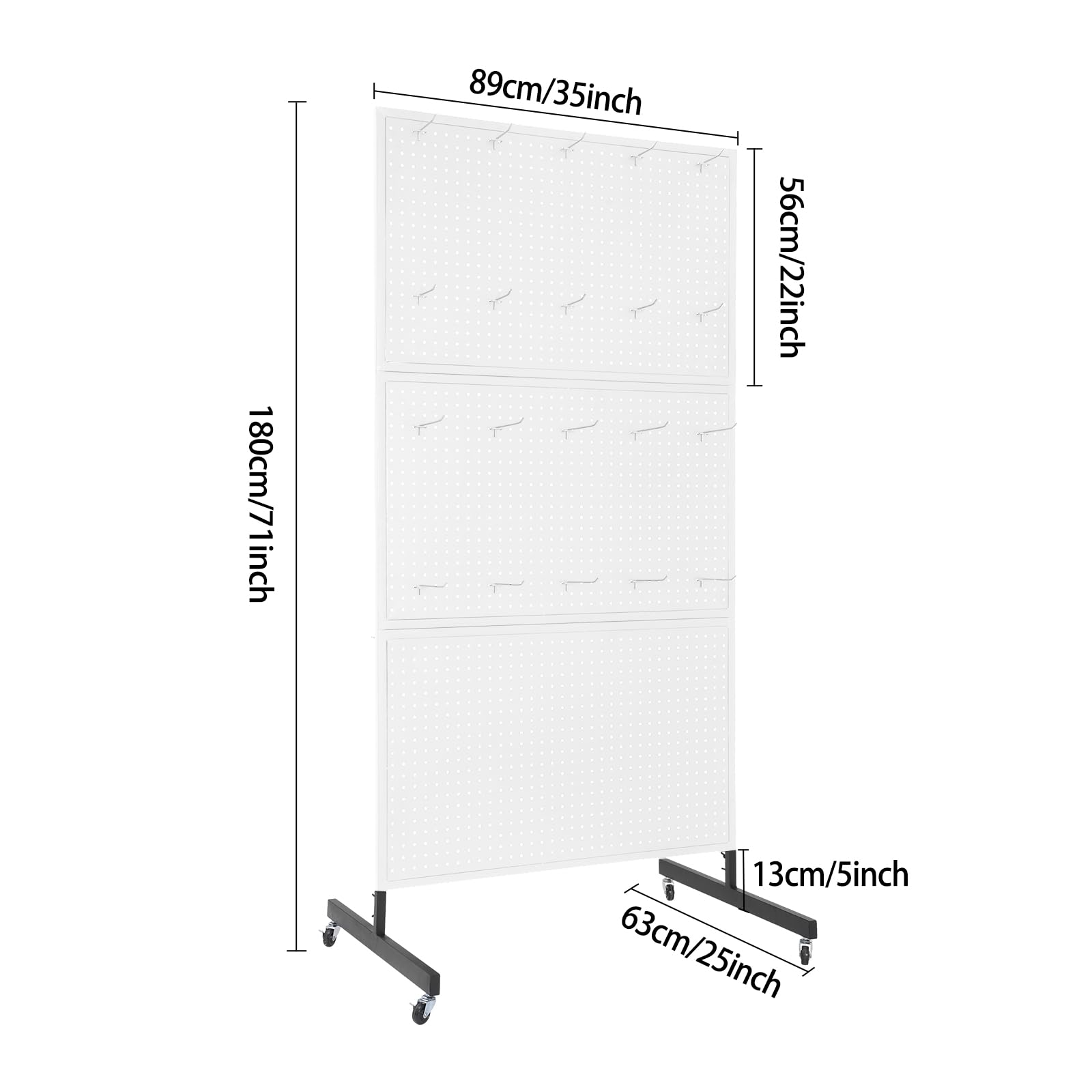 RoiVaaMLT Pegboard Display Stand, Display Stand With Wheel, Free Standing Pegboard Display Rack (White)