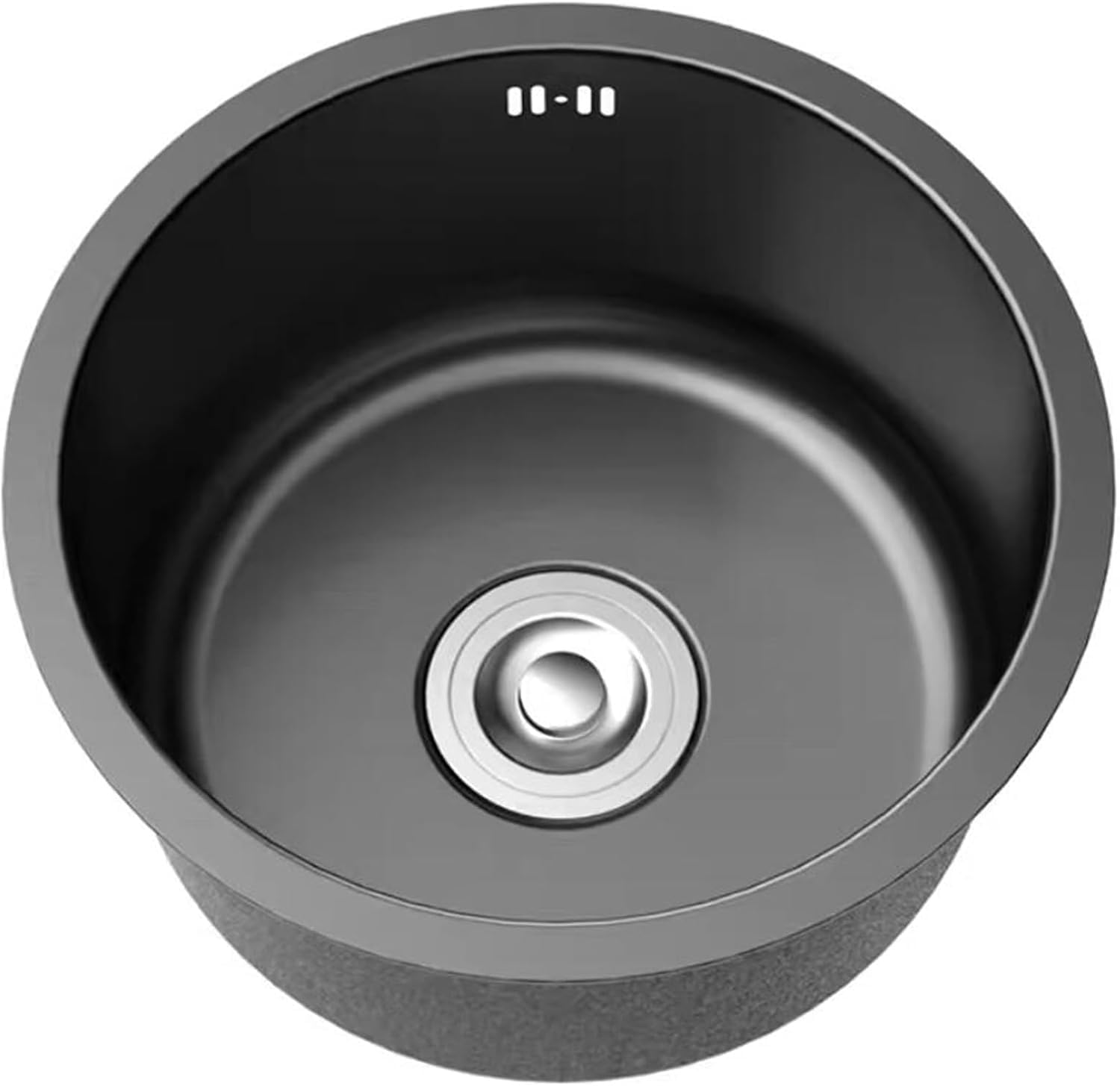 Gkirqvpe One Color Round Stainless Steel Sink, Round 304Ss Sink Black 1Bowl Drainer Overflow Undermount Topmount 25-45Cm Bar Restaurant(Ø 32Cm)