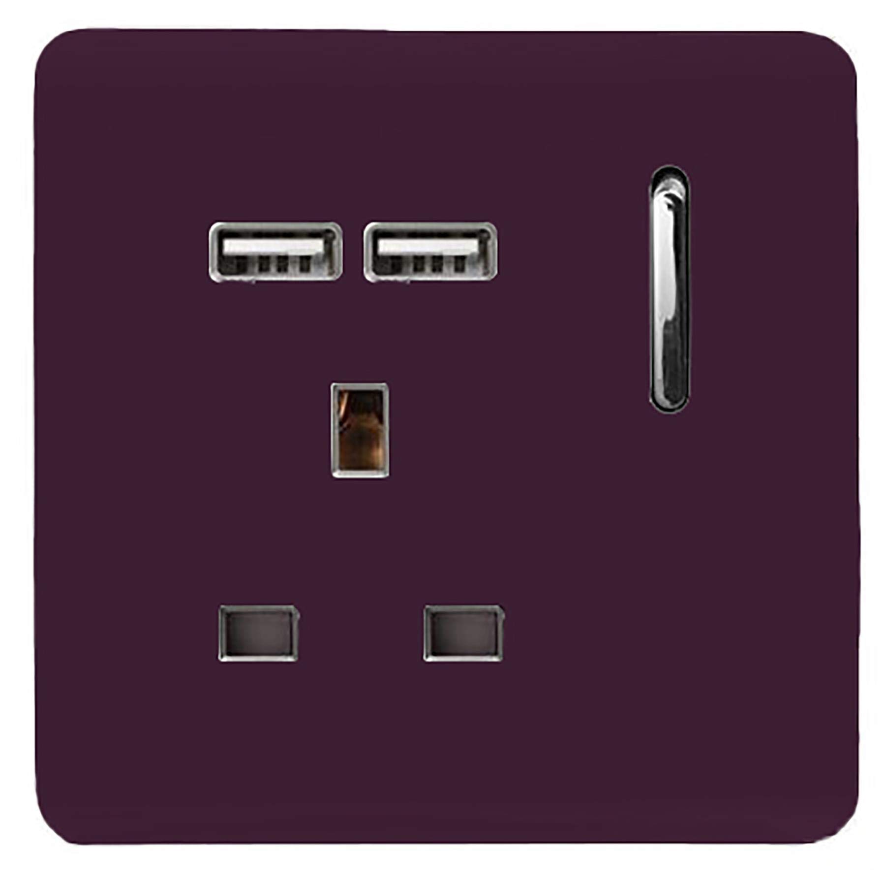 Trendi 1 Gang 13 Amp 2 x 2.1mA USB Switched Plug Socket