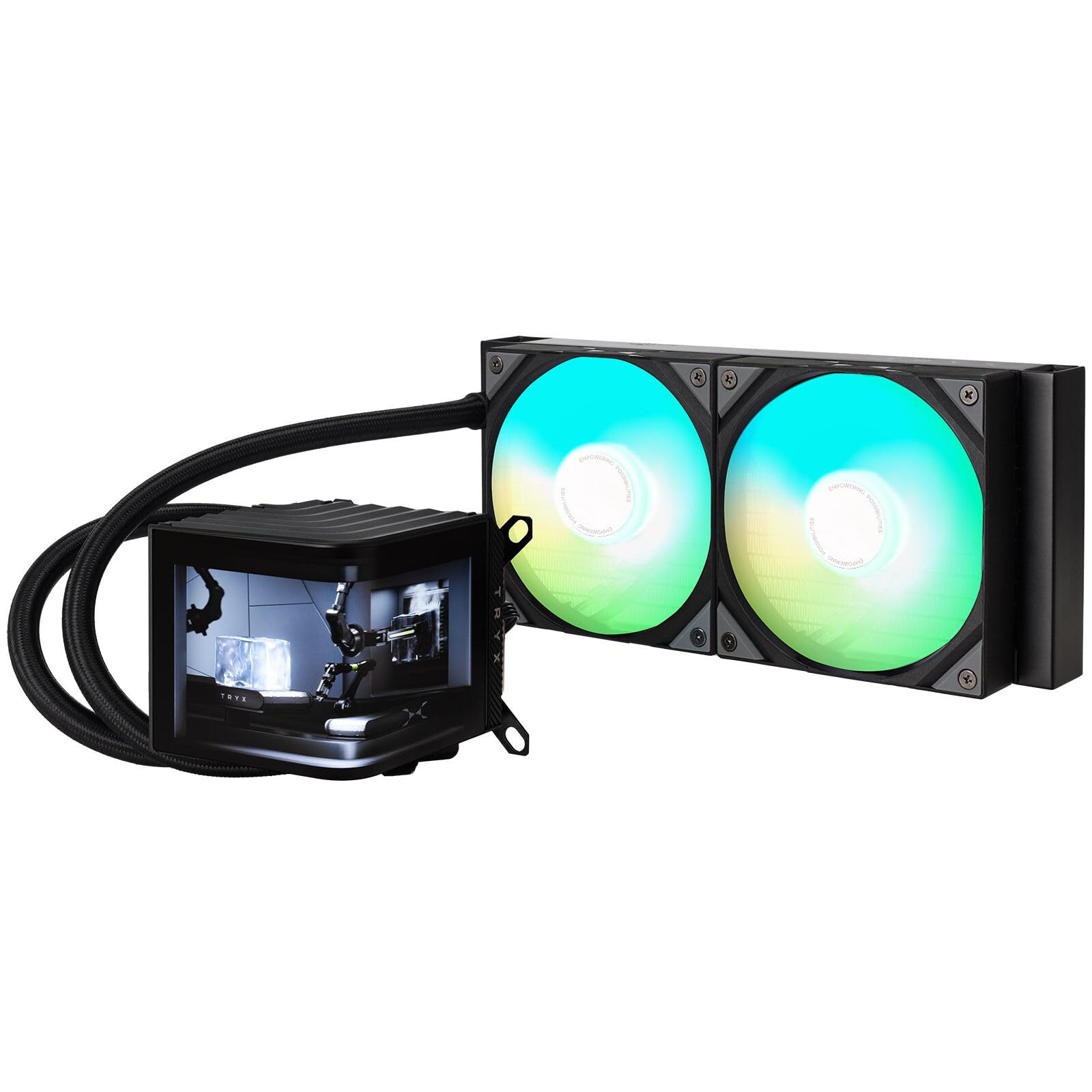 TRYX Panorama ARGB 240 Schwarz | 240mm AIO mit 6,5" AMOLED Display für anamorphe 3D-Effekte, Asetek 8. Gen Pumpe, 280W TDP, ARGB-Lüfter - für LGA 1851/1700/1200/115X & AM5/AM4