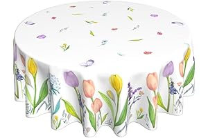 Springtime Round Tablecloth with Floral Flair