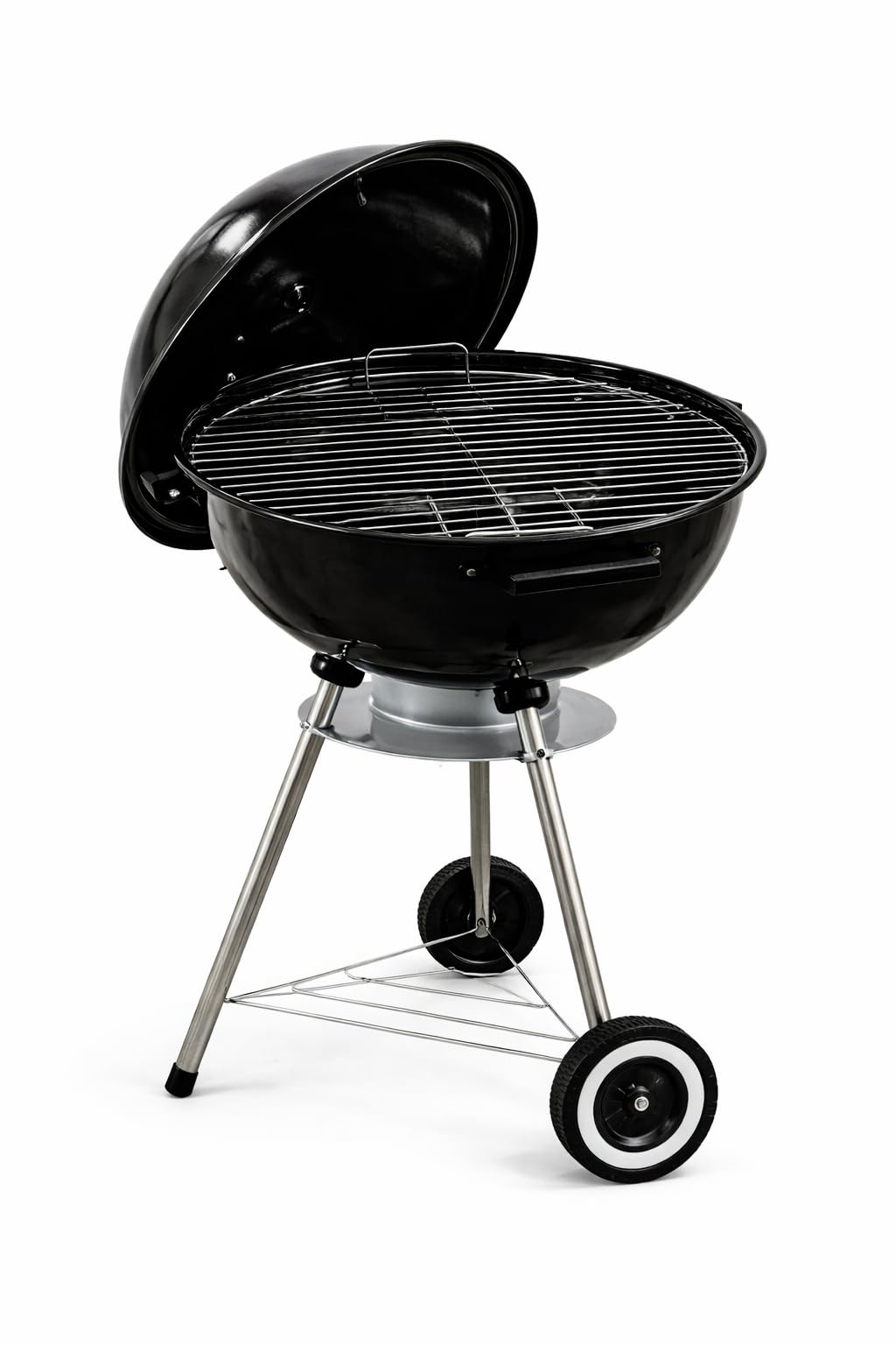 Charcoal Barbeque Grill Outdoor Barbecue Portable Round BBQ With Adjustable Air Vents Pan Cover Ash Tray Wheels (Small BBQ Round)