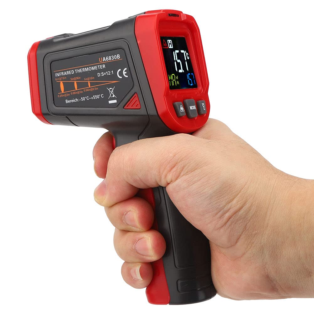 Termometro a infrarossi Industriale Portatile Palmare Tester elettronico della temperatura senza contatto - Schermo LCD digitale a colori con puntamento multipunto per la