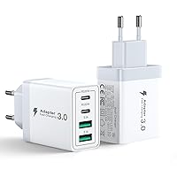 2 Pack Caricatore USB C,40W 4Porte Presa USB Multiplo Spina Ricarica,Muro Caricabatterie