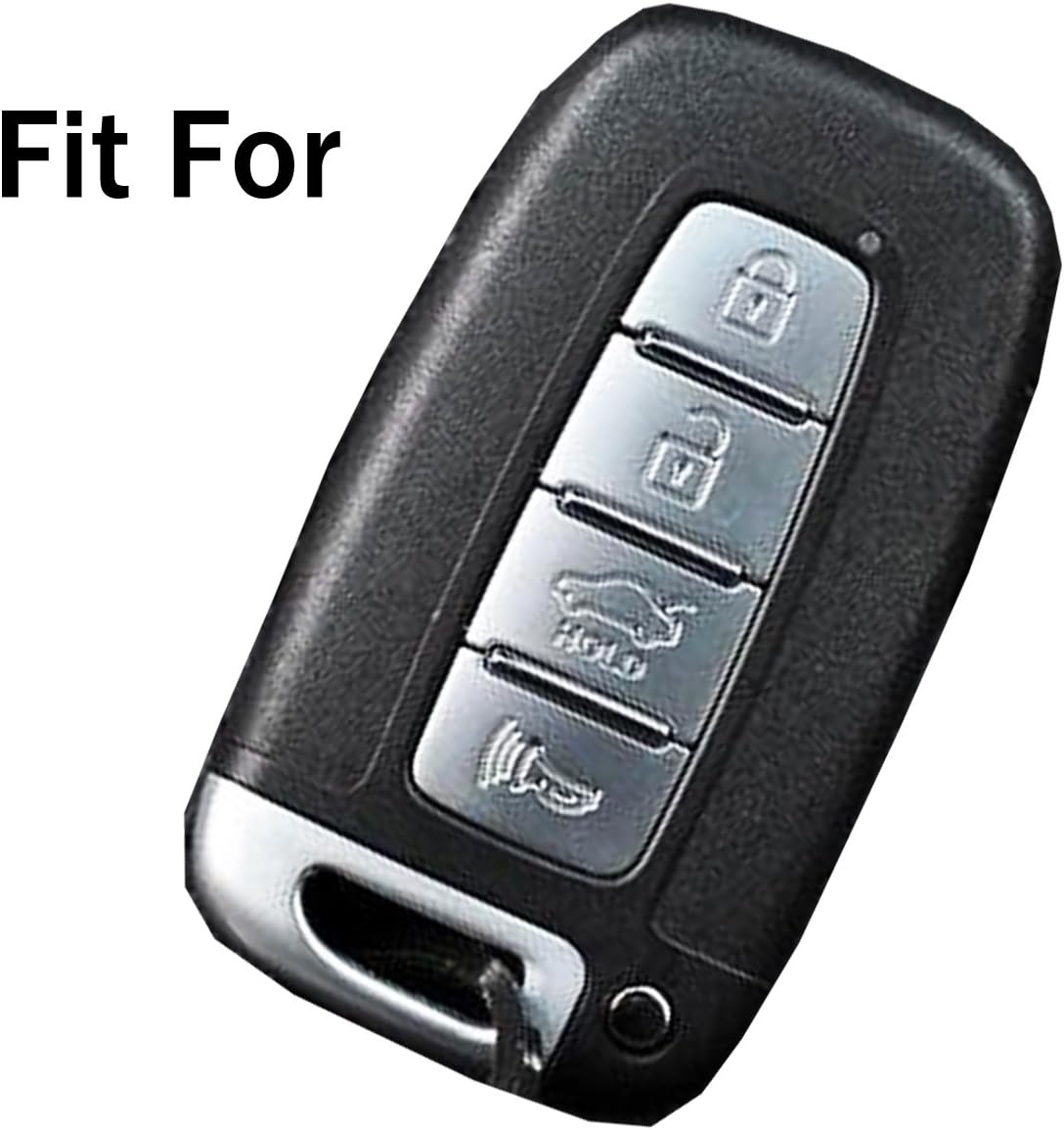 Coolbestda Leather 4buttons Smart Key Fob Remote Cover Case Protector Skin Jacket Keyless Entry for Hyundai Elantra Equus Genesis Coupe Sonata