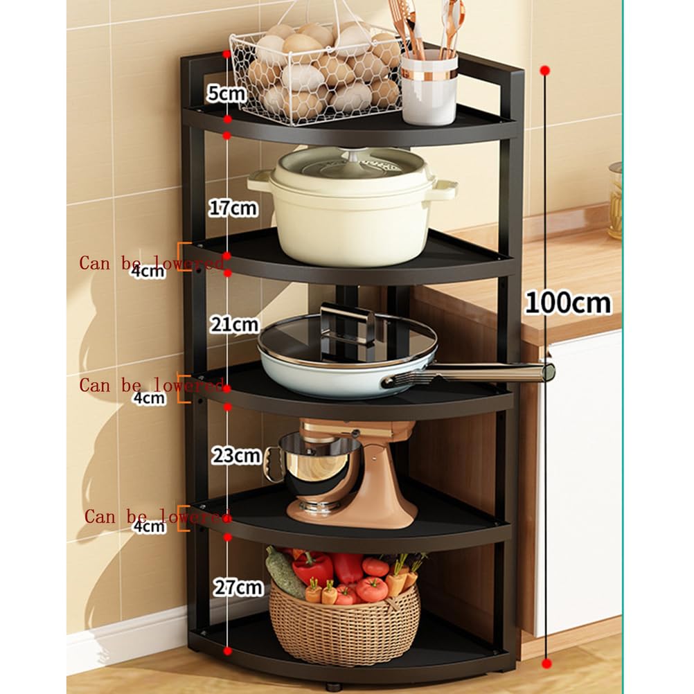 Pfannen Organizer, Stöckiges Topf Organizer Multifunktionales Verstellbares Pfannen- und Topfregal, Arbeitsplatten-Organizer,Schwarz,5