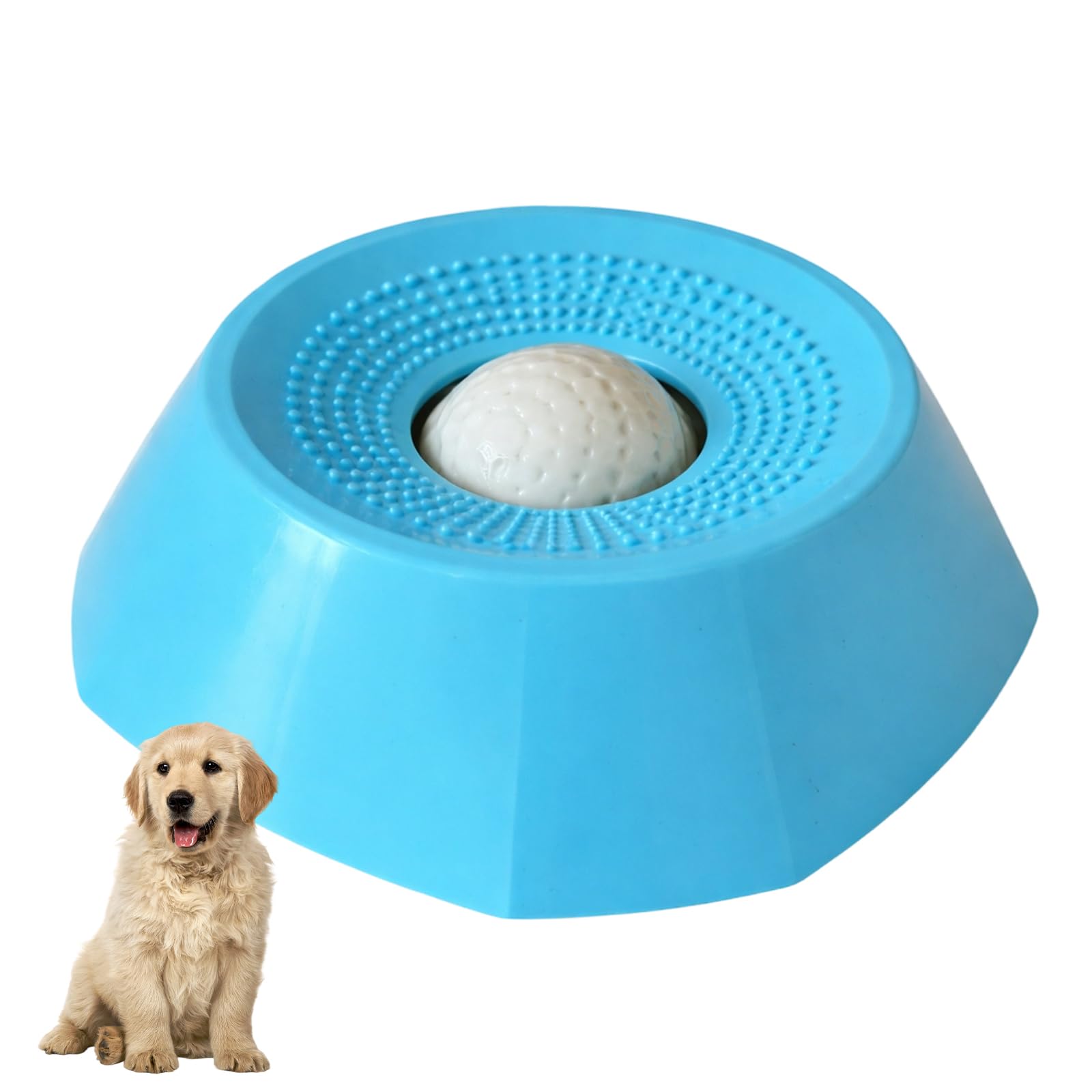 GYTFOG Dog Lick Bowl with Ball, Octagonal Anti-Slip Slow Feeder Dog Bowl, Spill-Resistant Bone Broth & Yogurt Dispenser Toy, Dog Lick Ball for Liquid Treats, for Bone Broth & Calm Feeding