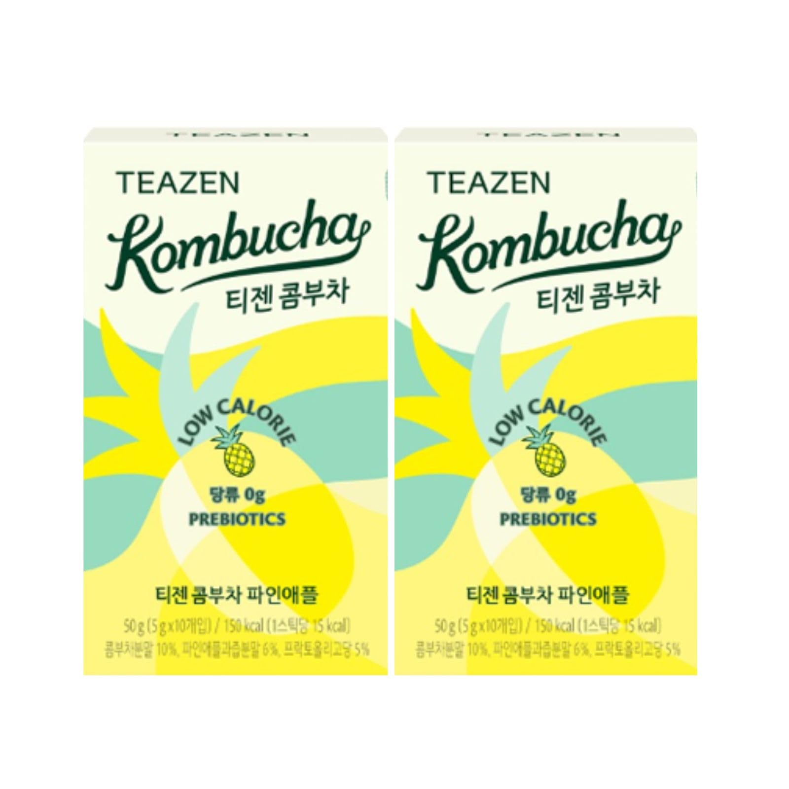 Kombucha Pineapple Drink Powder – 10 Sticks x 2 Boxes (20 Sticks Total) | Sugar 0g, 15 kcal per Stick | Made in Korea
