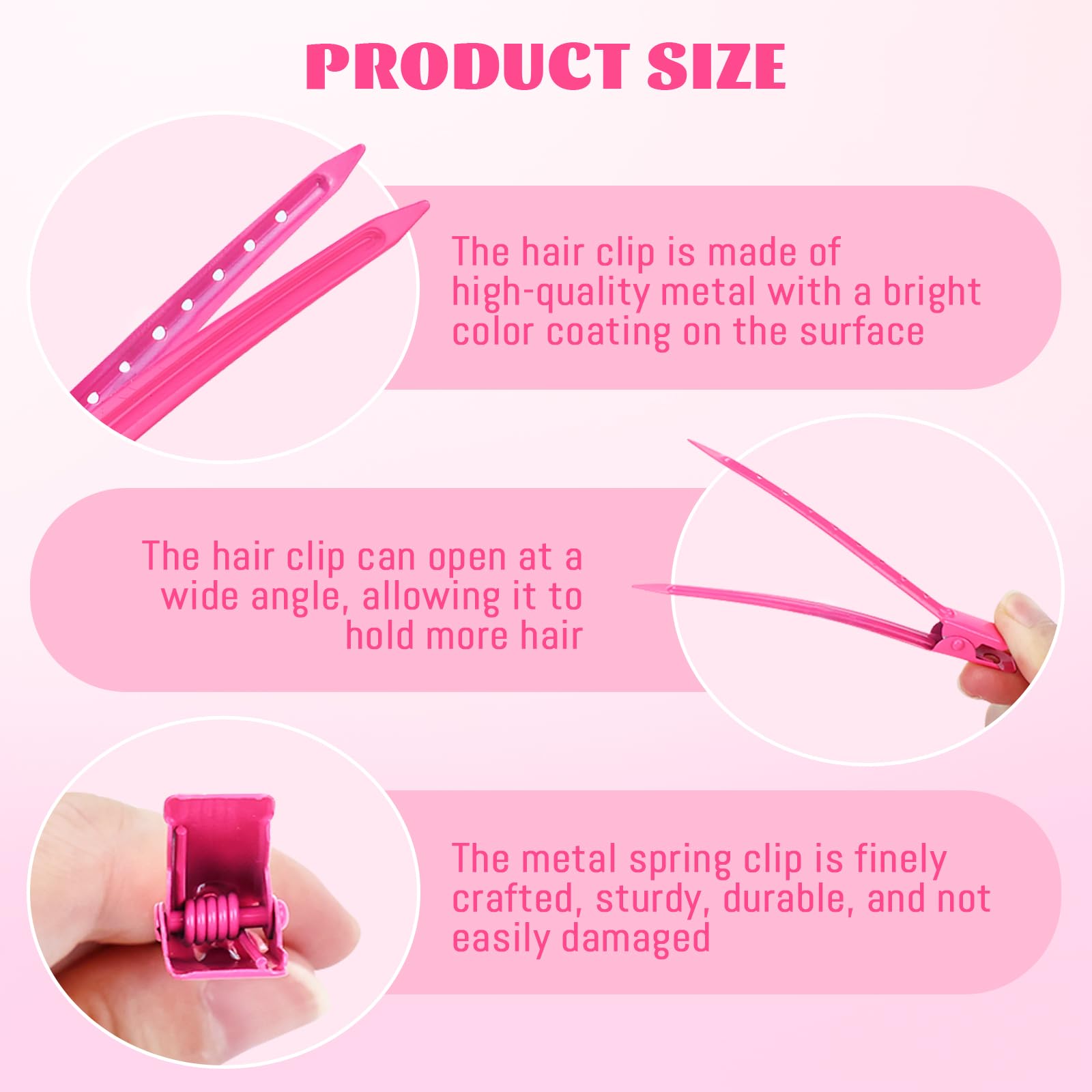 Dizila 40 Pieces 9cm/3.5" Metal Hair Salon Alligator Hair Styling Clips with Holes Duckbill Hair Sectioning Clips Hair Barrettes Accessories for Women Girls Teens - Image 3