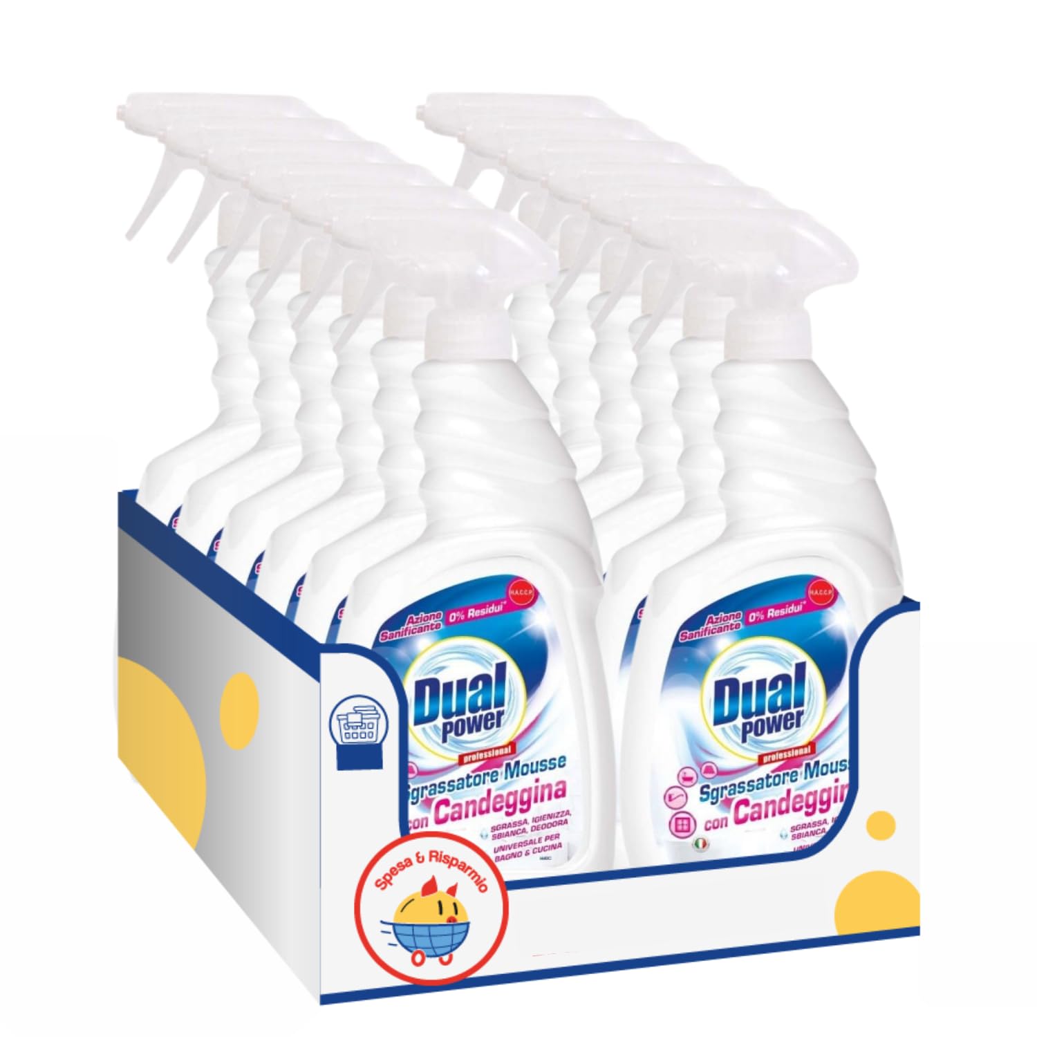 Sgrassatore Mousse con Candeggina – Formula Schiuma Igienizzante – 750 ml – Variazioni 4/8/12 Pezzi (12)
