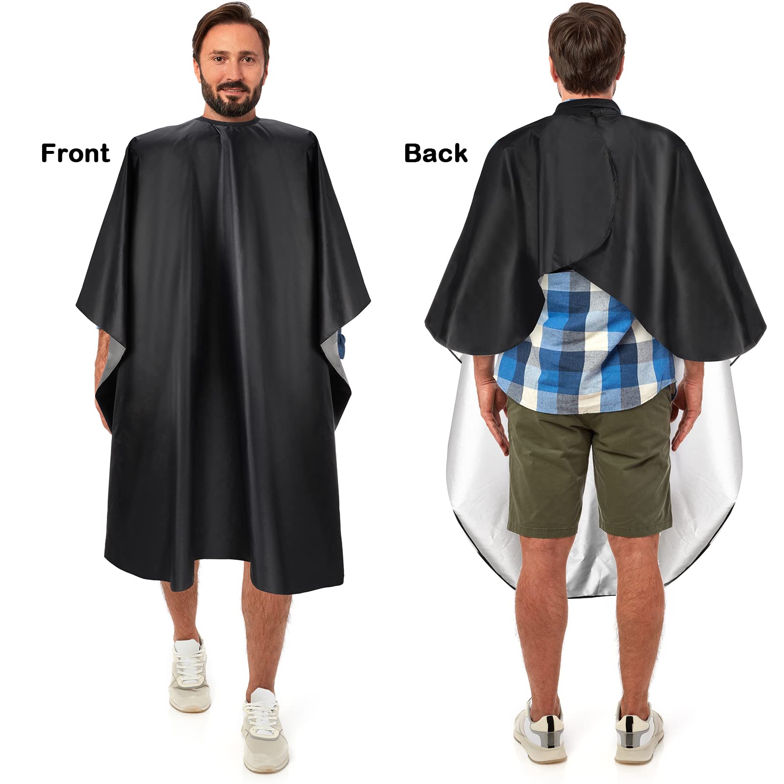 Paquete de 20 capas profesionales de corte de pelo de nailon para peluquería con cierre a presión, Negro - 3