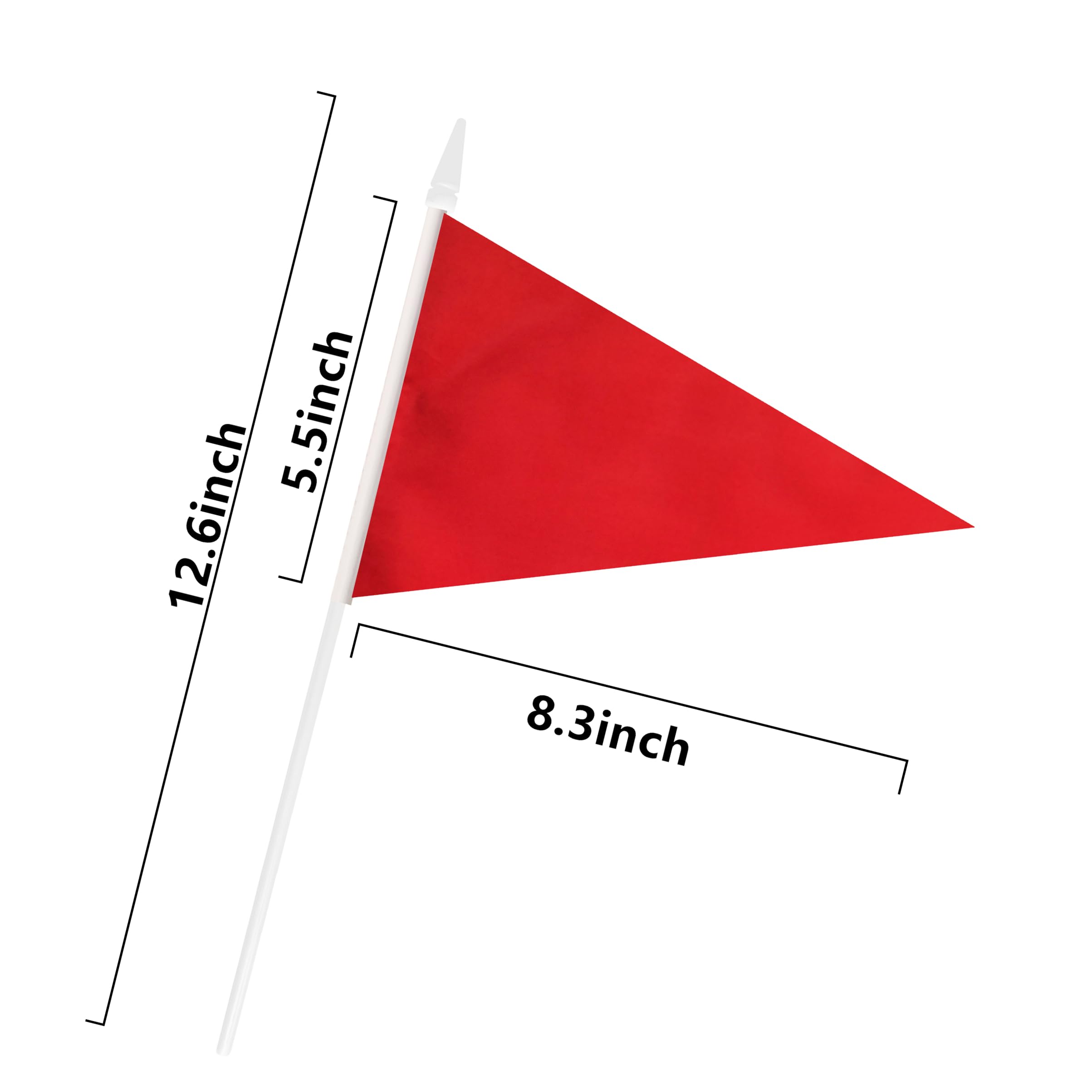 12 Rote Wimpelflaggen Mit Stange – 32 Cm Hoch, 21x14 Cm Flagge, Für Party, Garten & Veranstaltungen