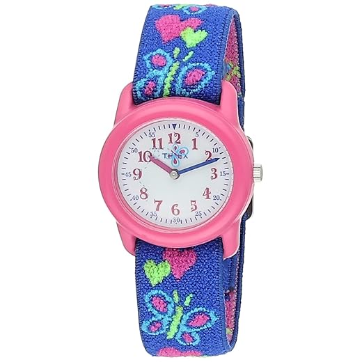 Timex TIME Machines® 29mm Blue/Yellow Stripe Elastic Fabric Kids Watch