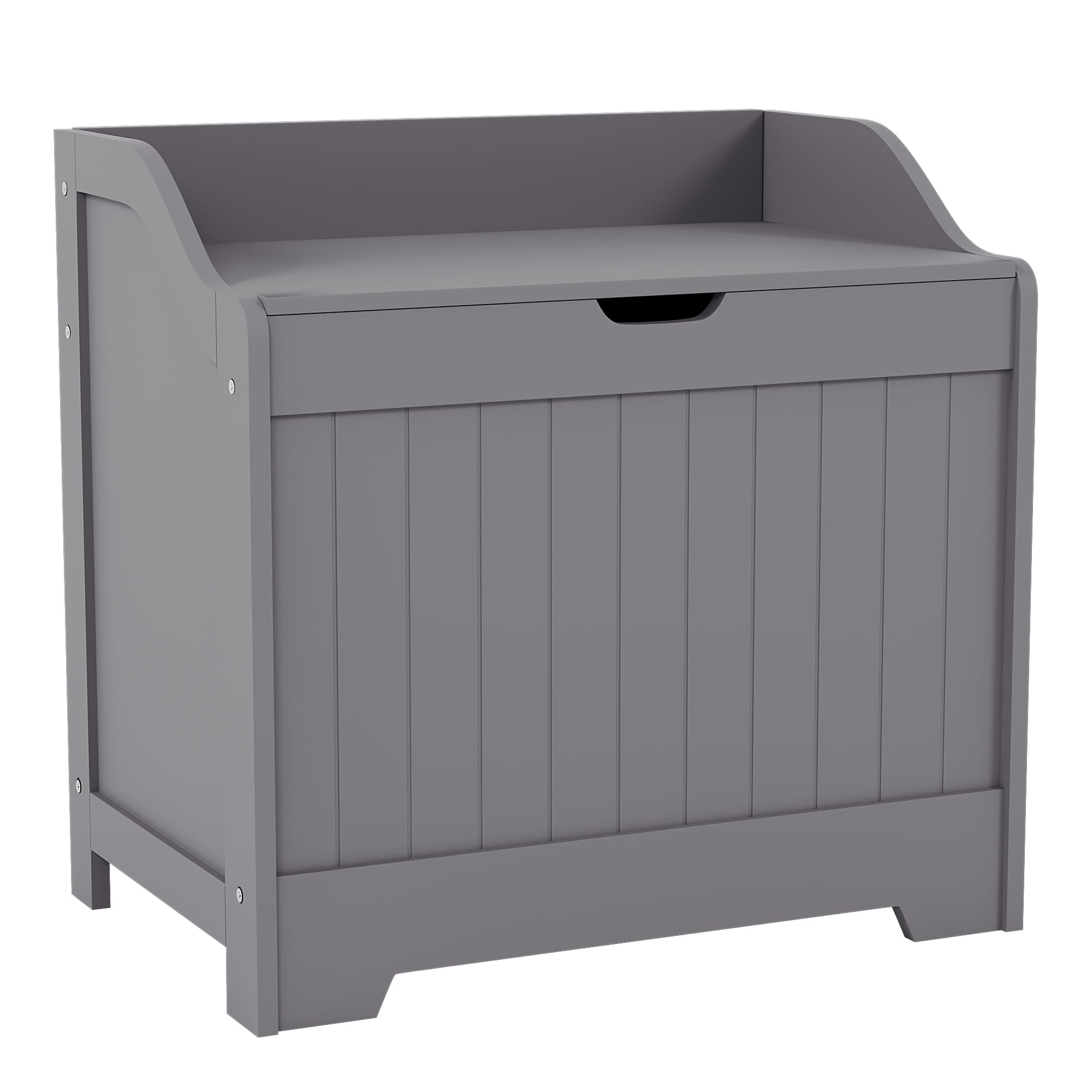 Bath Vida Priano Bathroom Laundry Cabinet Storage Cupboard Chest Bin Wooden Basket Unit (Grey)