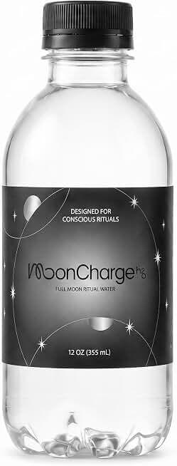 MoonCharge H2O Moon Water | Full Moon Water for Intention Setting, Manifestation, Crystal Cleansing, Blessing Objects & Spiritual Rituals | 12 oz (355 mL) | For Ritual Use Only, Not for Consumption