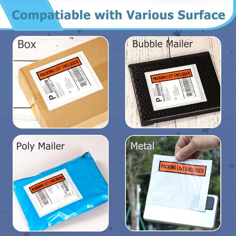 Image of 1000pcs 4.5 inchx5.5 inch Packing List Envelopes Self-seal Packing Slip Envelope Pouches Shipping Label Sleeves Top Loading Packing List Enclosed Bags.