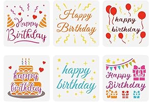 FINGERINSPIRE 6PCS Happy Birthday Painting Stencil: Celebrate with Creative Aesthetics