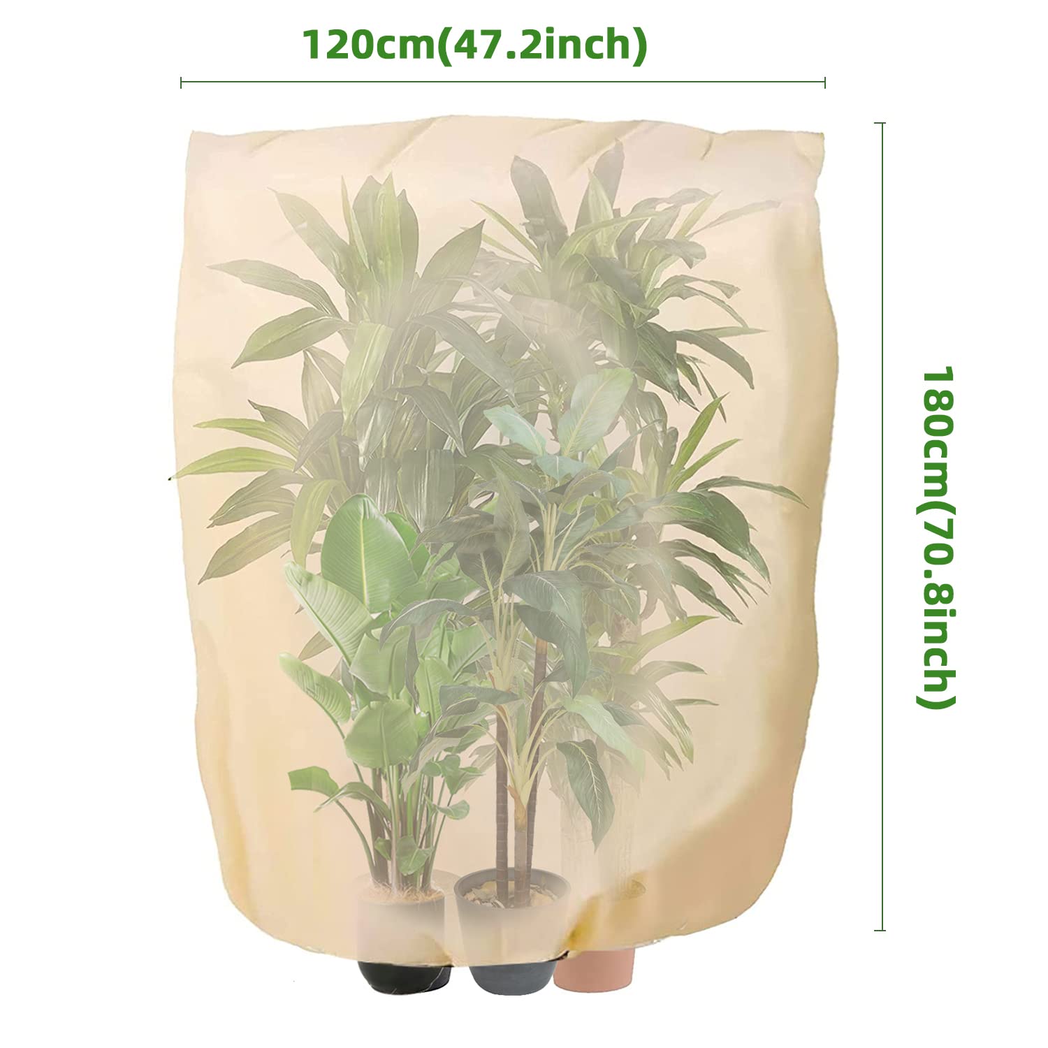 Housse D'hivernage Pour Plantes 120x180 Cm - Non Tissé, Résistante UV, Avec Fermeture éclair Et Cordon