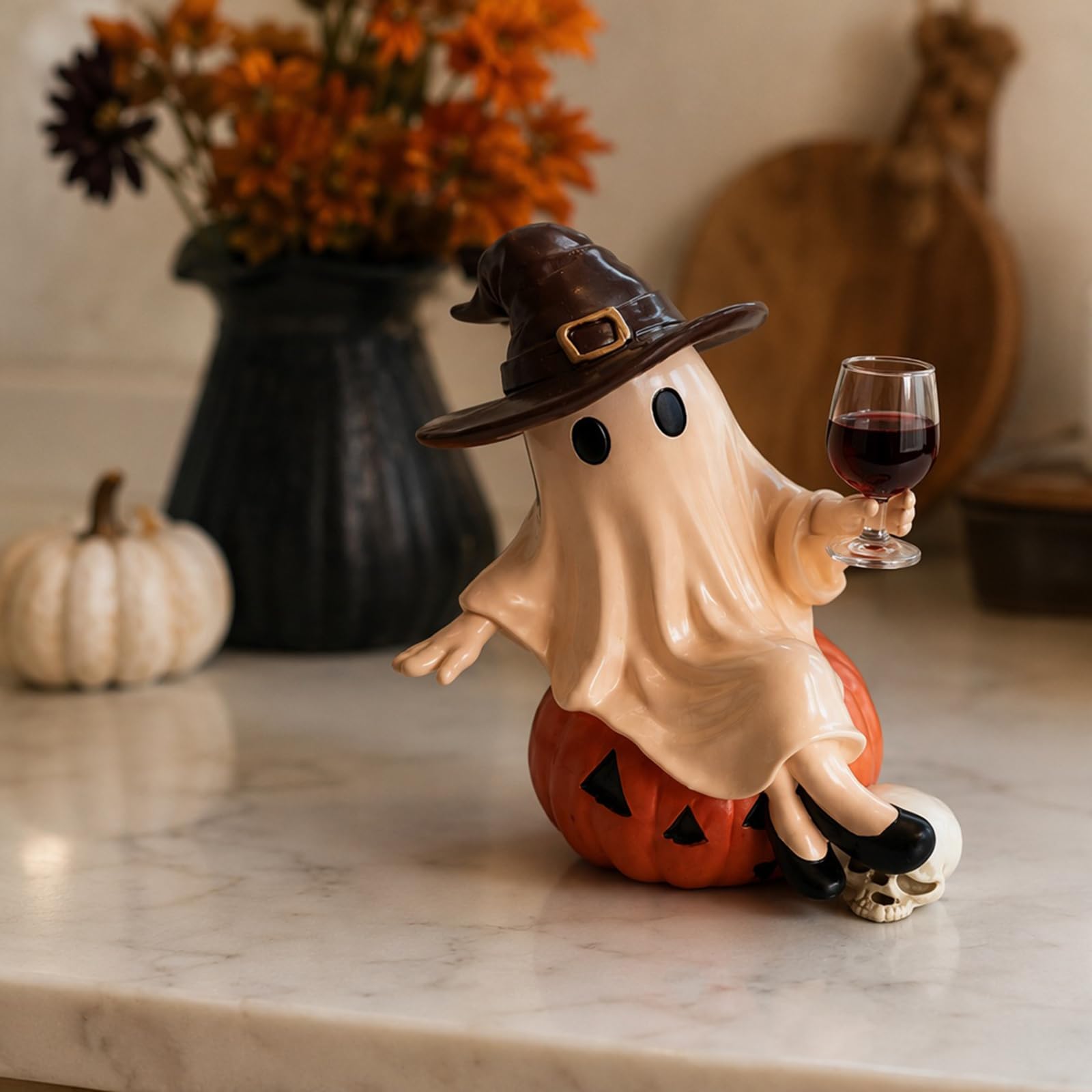 Ghost Holding Goblet Halloween Resin Tabletop Ornament