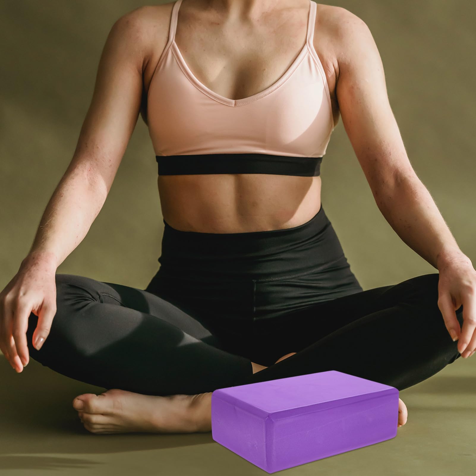 Set 3 Blocchi Yoga in Schiuma Con Cinghia Di Estensione Blocchi Yoga Rettangolari Per Pilates e Stretching Accessori Portatili Meditazione e Allenamento a Casa e Palestra