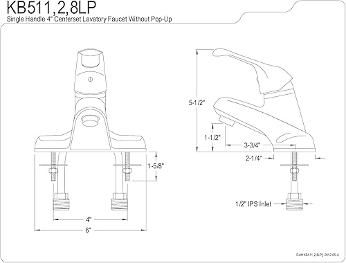 Miniatura 2 de Kingston Brass KB511LP Wyndham - Grifo de lavabo con mango de bucle de metal único de 4 pulgadas sin emergente, cromo pulido