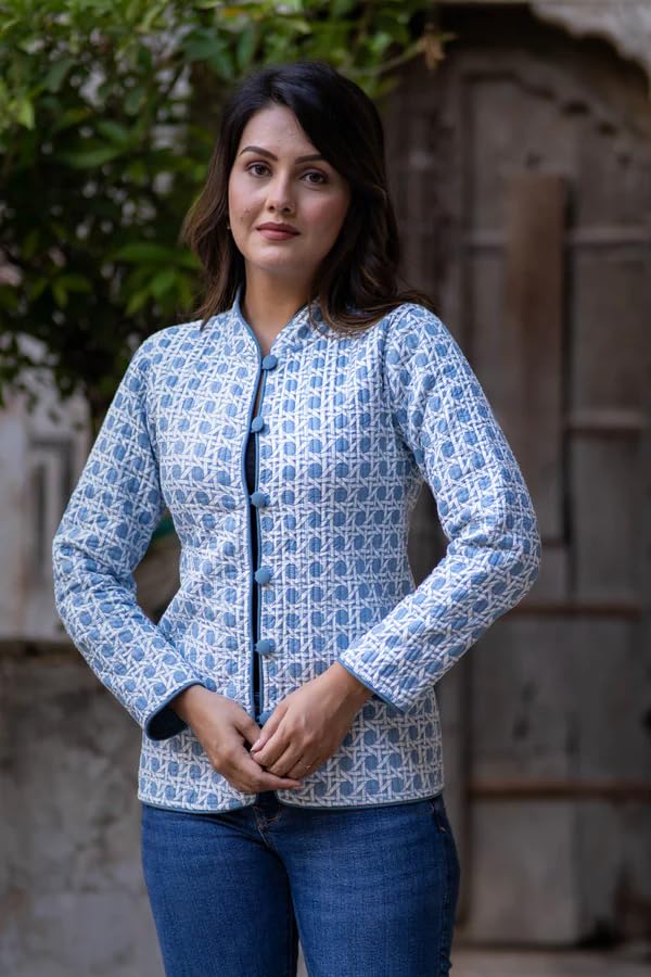 Image of Jackets for women | Cotton Quilted Reversible Short Jacket | Double Sided Warm Outerwear Coat for women |Jacket for women winter wear