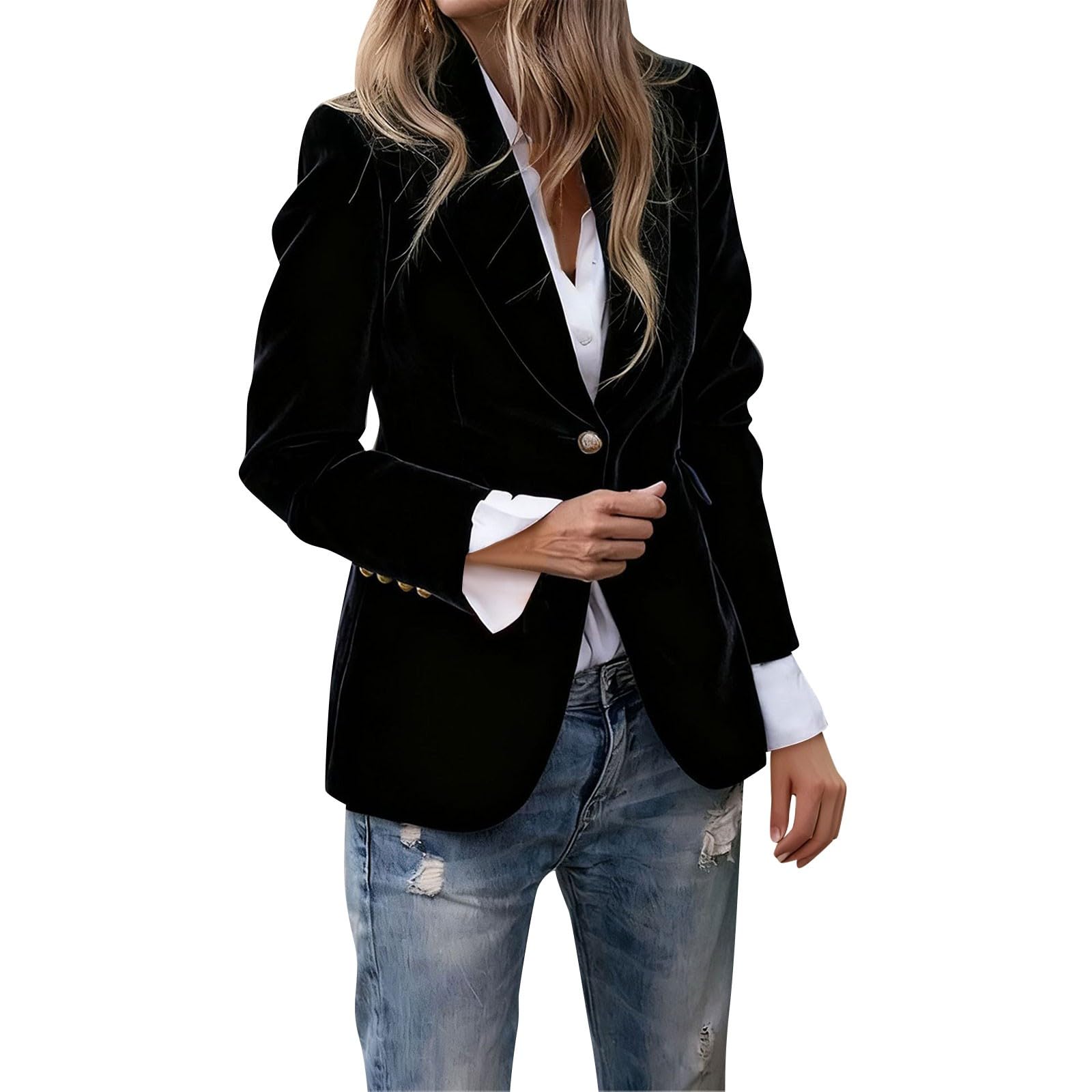 Velvet Blazer Women Business Casual Slim Fit Suit Jackets Quiet Luxury Outfits Long Sleeve Work Office Blazers