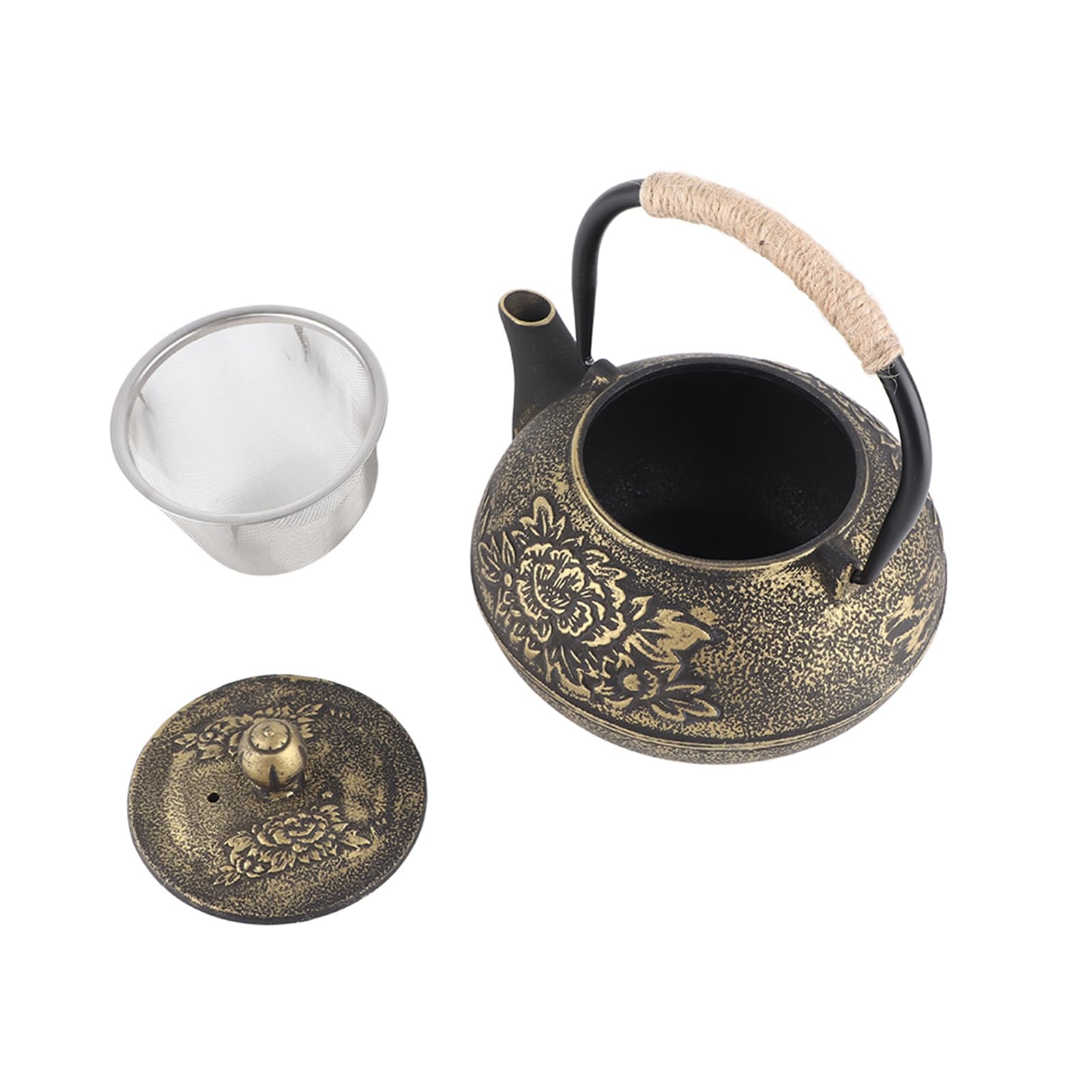Tetera, tetera de hierro fundido de 900 ml, tetera vintage, tetera japonesa de hierro fundido, tetera pequeña con infusor extraíble para hojas sueltas