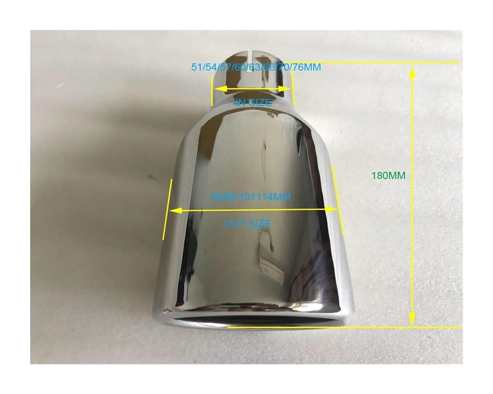 Car Silencer Stal nierdzewna pojedyncza płaska krawędź uniwersalny tłumik tylna rura wydechowa modyfikacja samochodu 2022 2023 h7(63MM IN-89MM OUT)