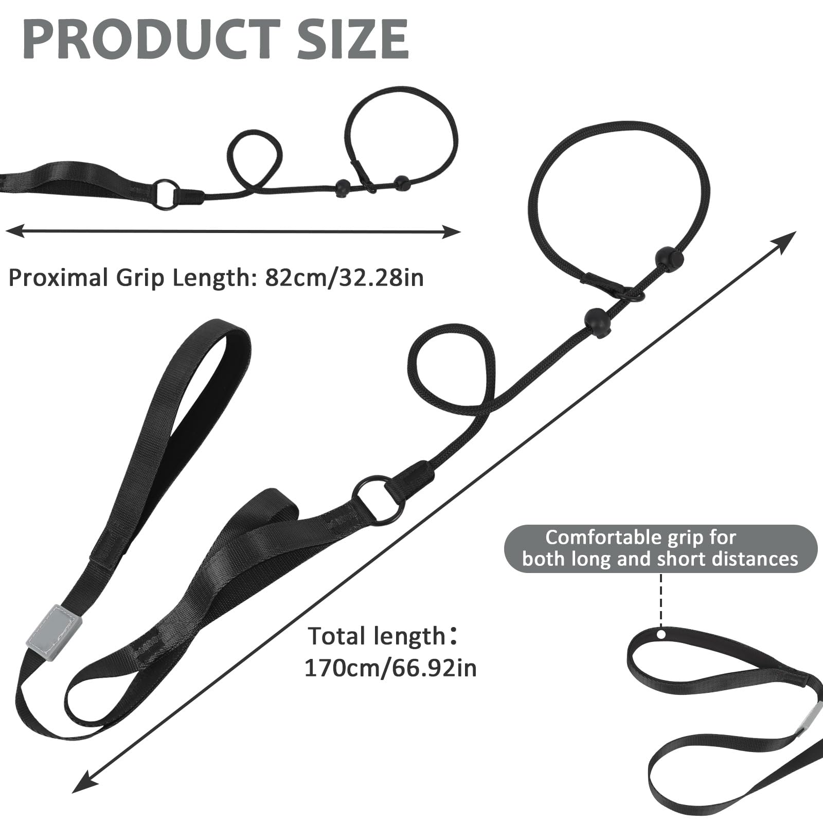 Slip Lead for Dogs Dog Slip Collar Anti-Choking, Double Handle Dog Lead with Soft Foam Padded & Climbing-Grade Nylon Rope - Image 2
