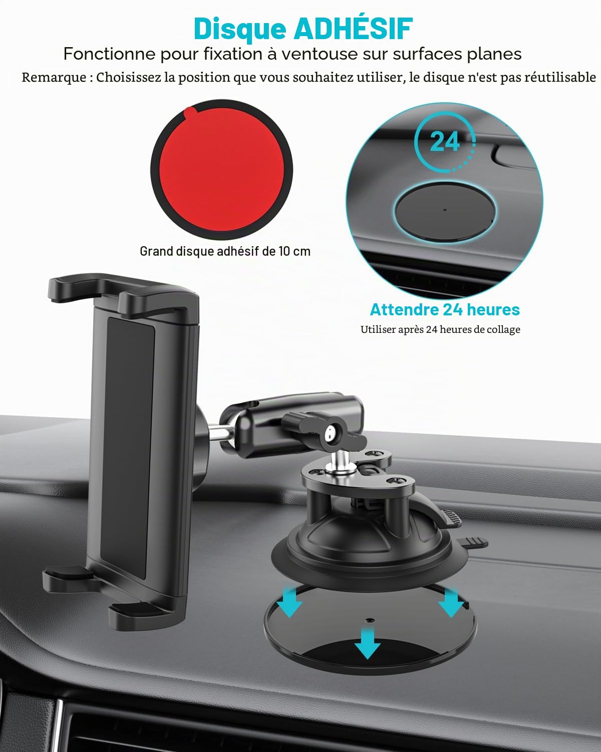Support Tablette Pilote, Support Tablette pour Avion Cessna Pare-Brise [Ventouse Puissante], Bras Métallique Rotatif à 360° Porte d'aviation pour iPad Mini Air Pro, Galaxy Tab, iPhone, 4~13