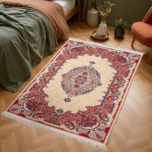 Image of Roseate Persian Rugs (3X5 ft) Designer Printed Carpets Non Slip with Fringe for Living Room /Bedroom /Kitchen /Home Decor /Floor Mat /Machine Washable (Pack of 1) A2