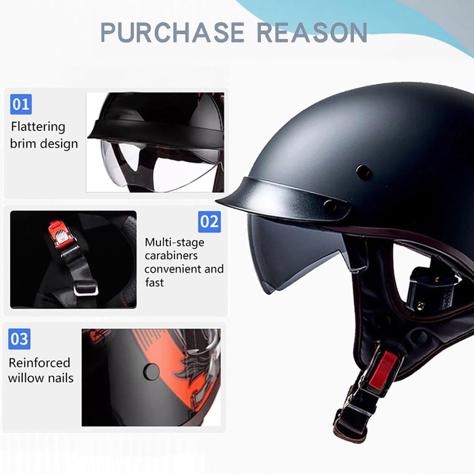 Półkaski Motocyklowe Retro, Kask Motocyklowy Z Certyfikatem