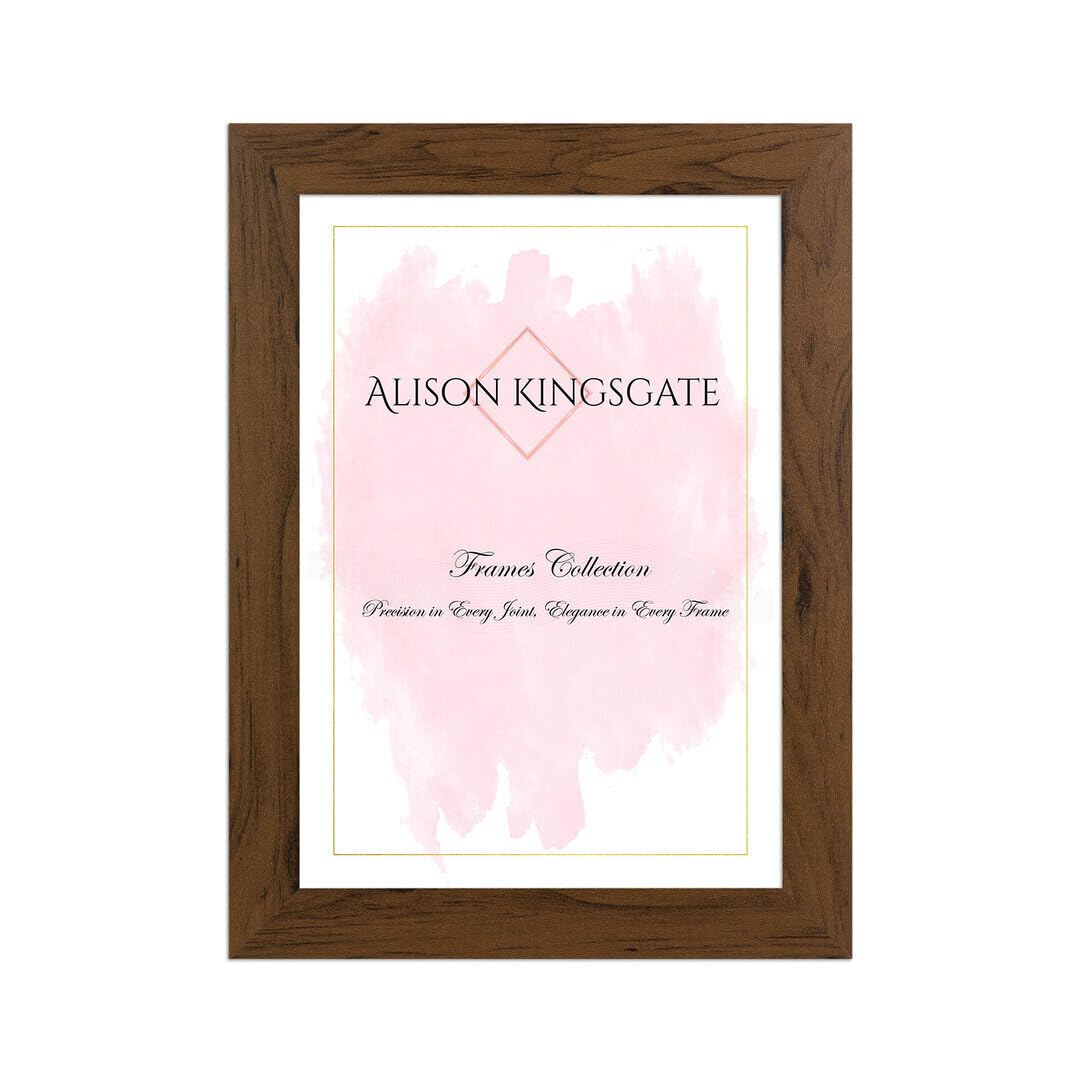 Alison Kingsgate Modern 12X10 Walnut Picture Frames- Engineered Wood Photo Frame with Shatterproof Perspex Front- Ideal for Posters, Certificates & Artwork- Wall Mount or Tabletop Display