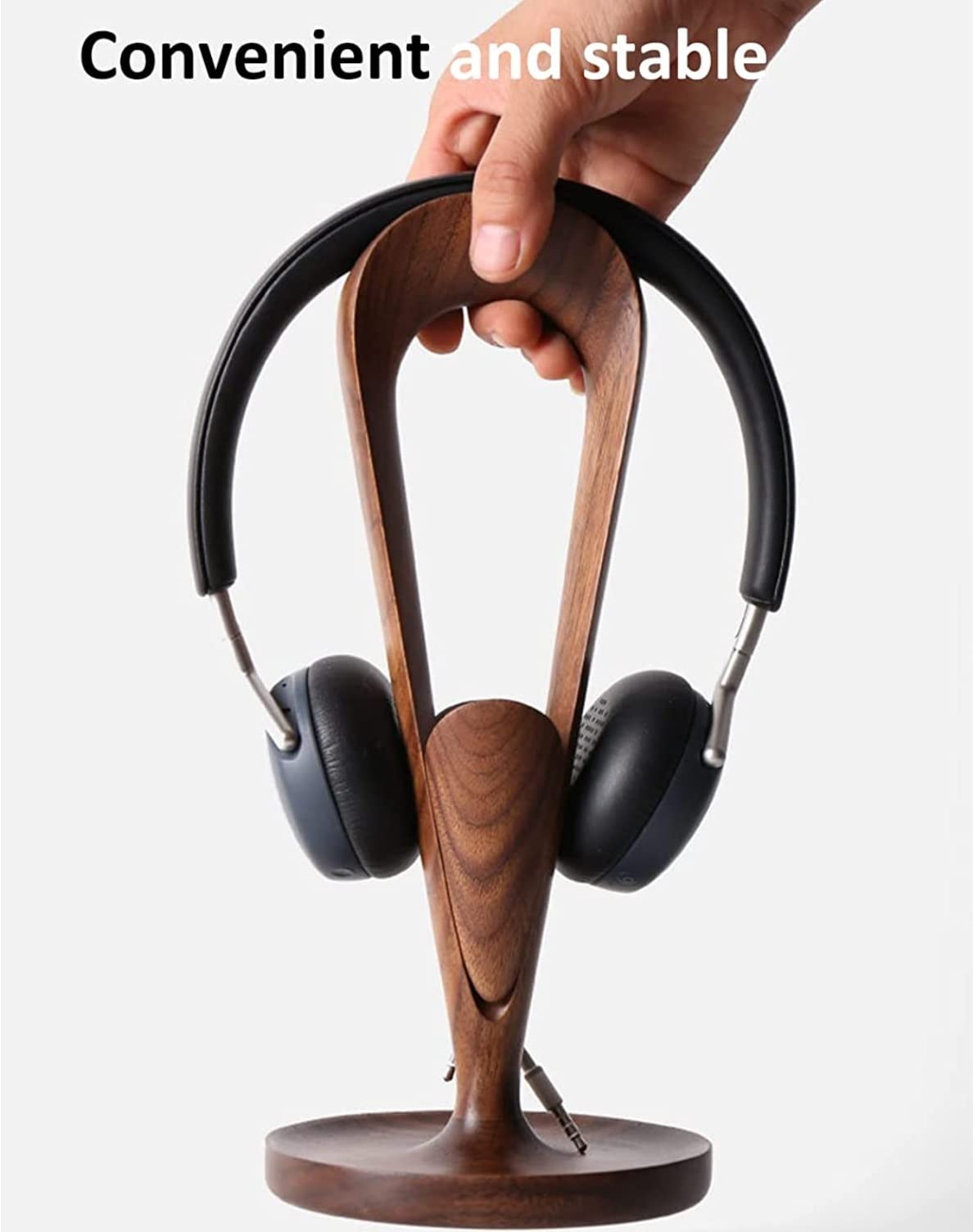 MRKU Supporto per Cuffie, Gancio per Cuffie da scrivania in Legno con avvolgicavo, in Legno massello, per Tutti Gli Accessori da Gaming.