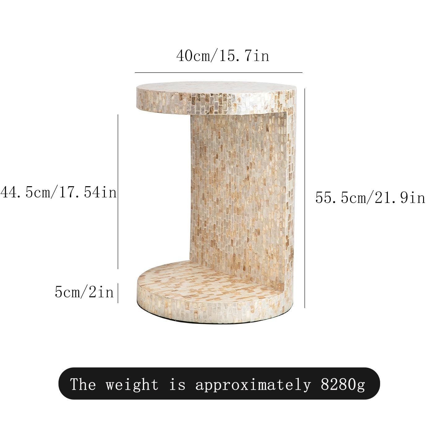 Mesa Auxiliar de Porcelana esmaltada, Soporte para Plantas y Asiento Adicional, para jardín o Patio (Blanco5)