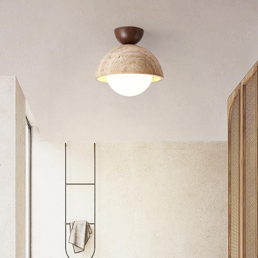 Nowoczesna i minimalistyczna lampa sufitowa LED z betonu wpuszczanego w stylu Wabi Sabi do salonu, sypialni lub korytarza. Cylindryczny reflektor z cementu, ciepła biel, 3000 K, kolor czerwony