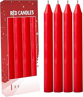 4 pcs Red Set Taper Candle Candlesticks 7 Â¾ (7.75 inch) Tall x 3/4 inch (0.75 inch) Diameter -for Dinner Table, Party or Wedding and Table Top dÃ©cor. (4pc, Red)
