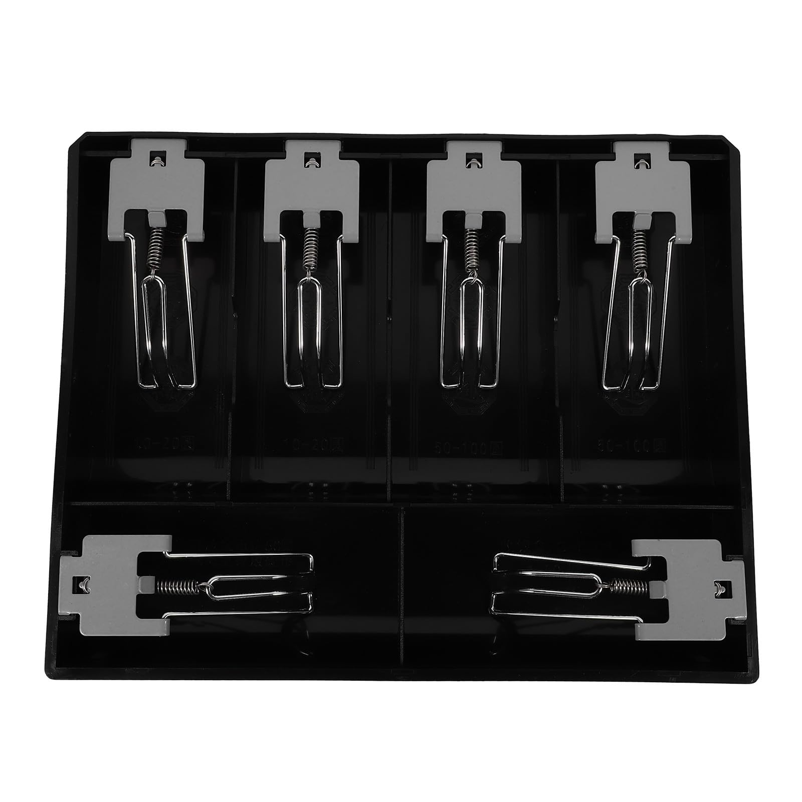 ULTECHNOVO Plateau de Caisse Enregistreuse 6 Compartiments en Plastique Tiroir-Caisse sous Comptoir Clip Métallique Accessoire de Caisse pour Billets et Pièces Rangement pour Petits