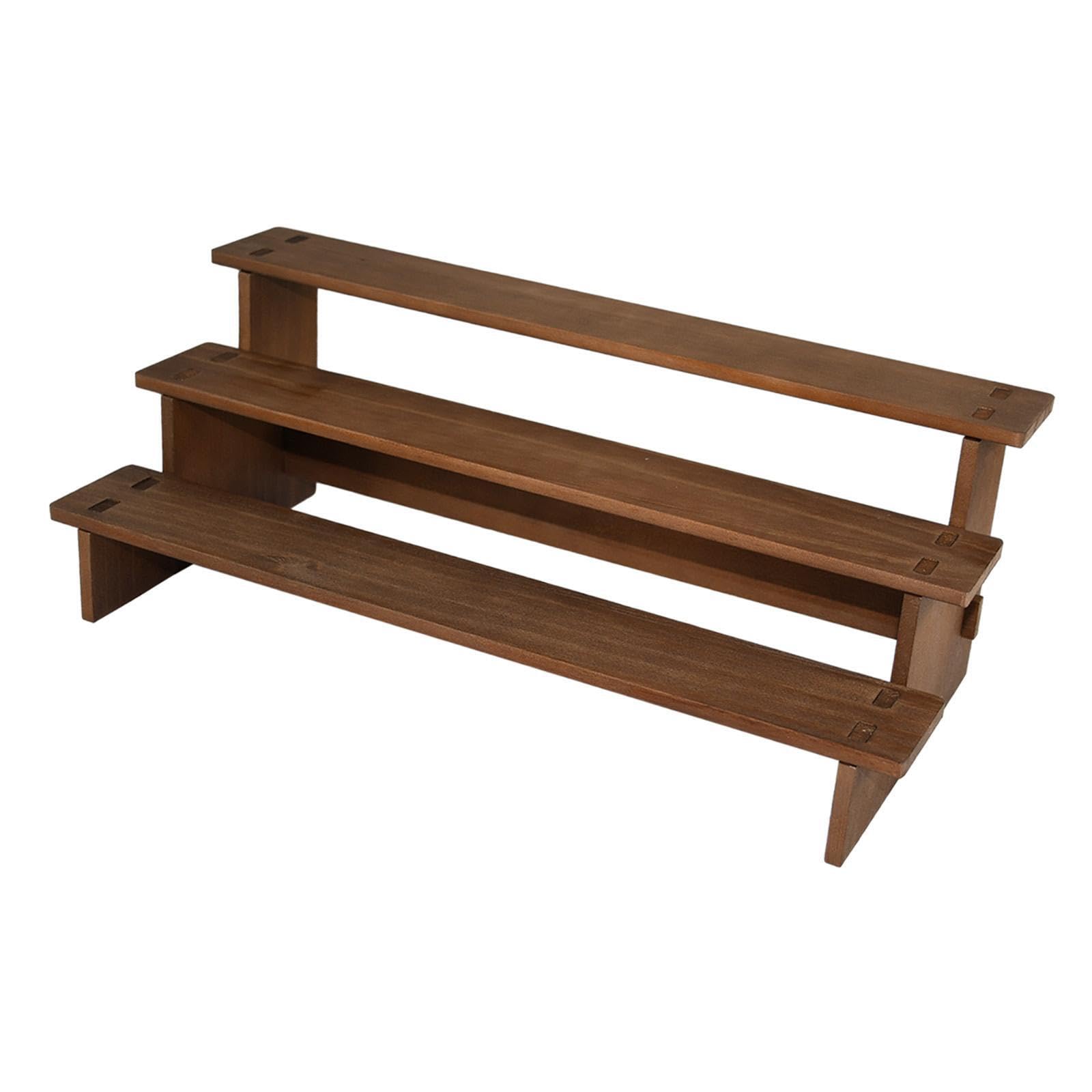 YIXANNX Jewelry Display Riser Stand For Decorative Figurines And Wooden Riser Shelf Retail Displays Durable And Stable. Jewelry Display Shelf With Smooth, Brown, 3 Layer 40cm