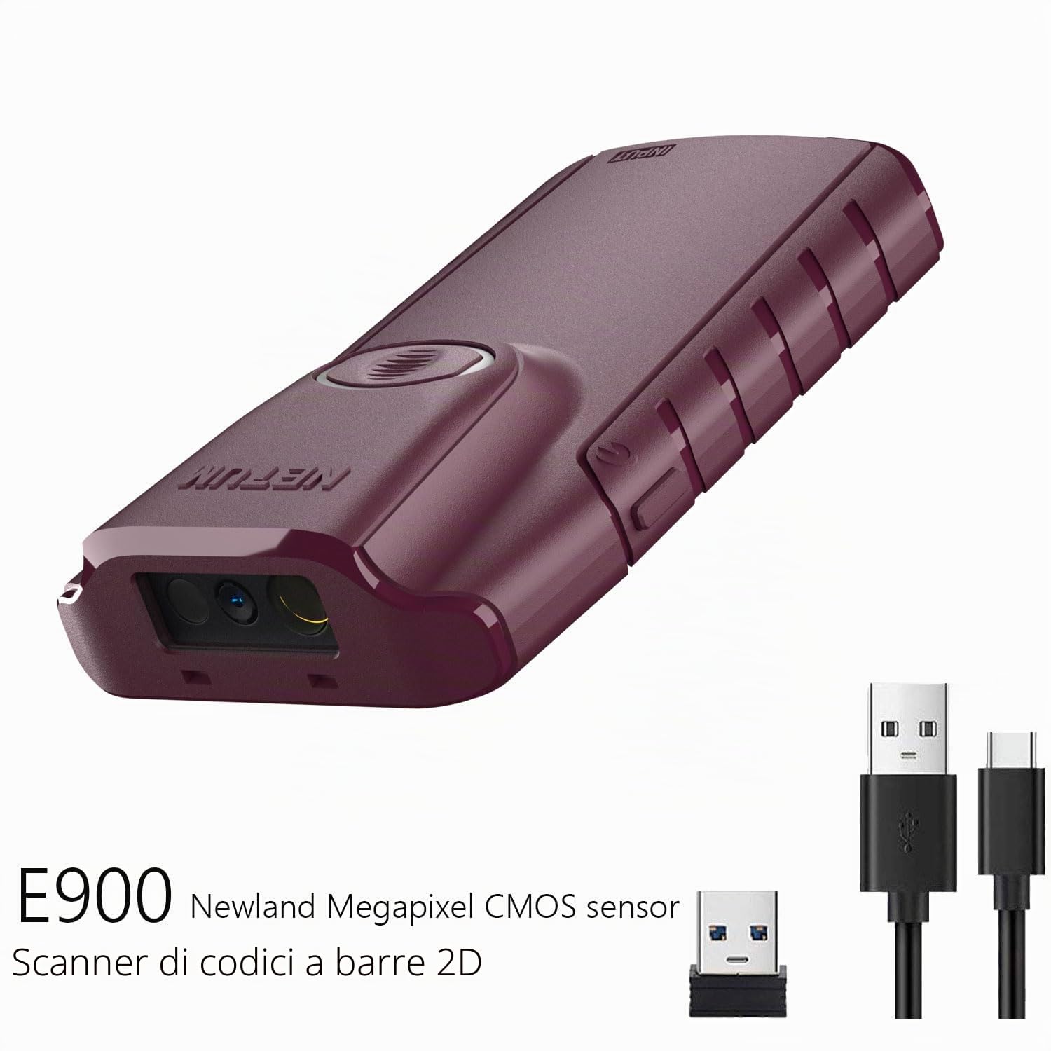 NETUM Scanner di codici a barre QR Bluetooth 3 in 1 piccolo portatile 2D lettore di codici a barre automatico wireless scansione posteriore clip funziona con tablet iOS Android Windows MacOS per