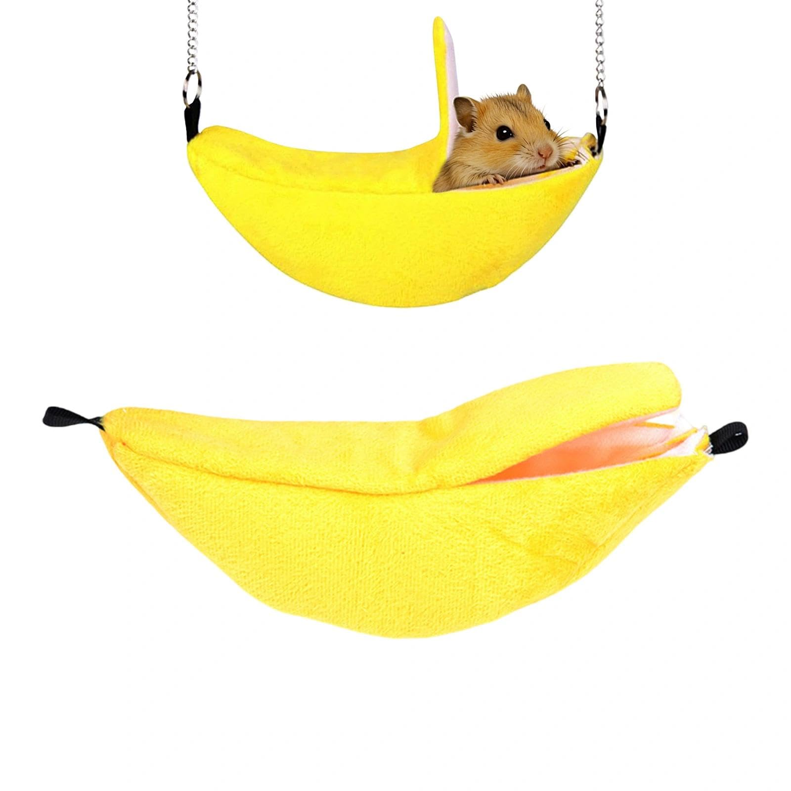 Livawnd Comfy Banana Shaped Hammock Hanging Bed House for Hamsters, Soft Warm Cage Swing Nest Small Pet Accessories