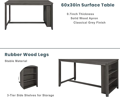 Miniatura 3 de Juego de mesa de comedor para 2, juego de mesa de bar y sillas, juego de mesa de cocina pequeña de 3 piezas, mesa de comedor rústica con taburetes