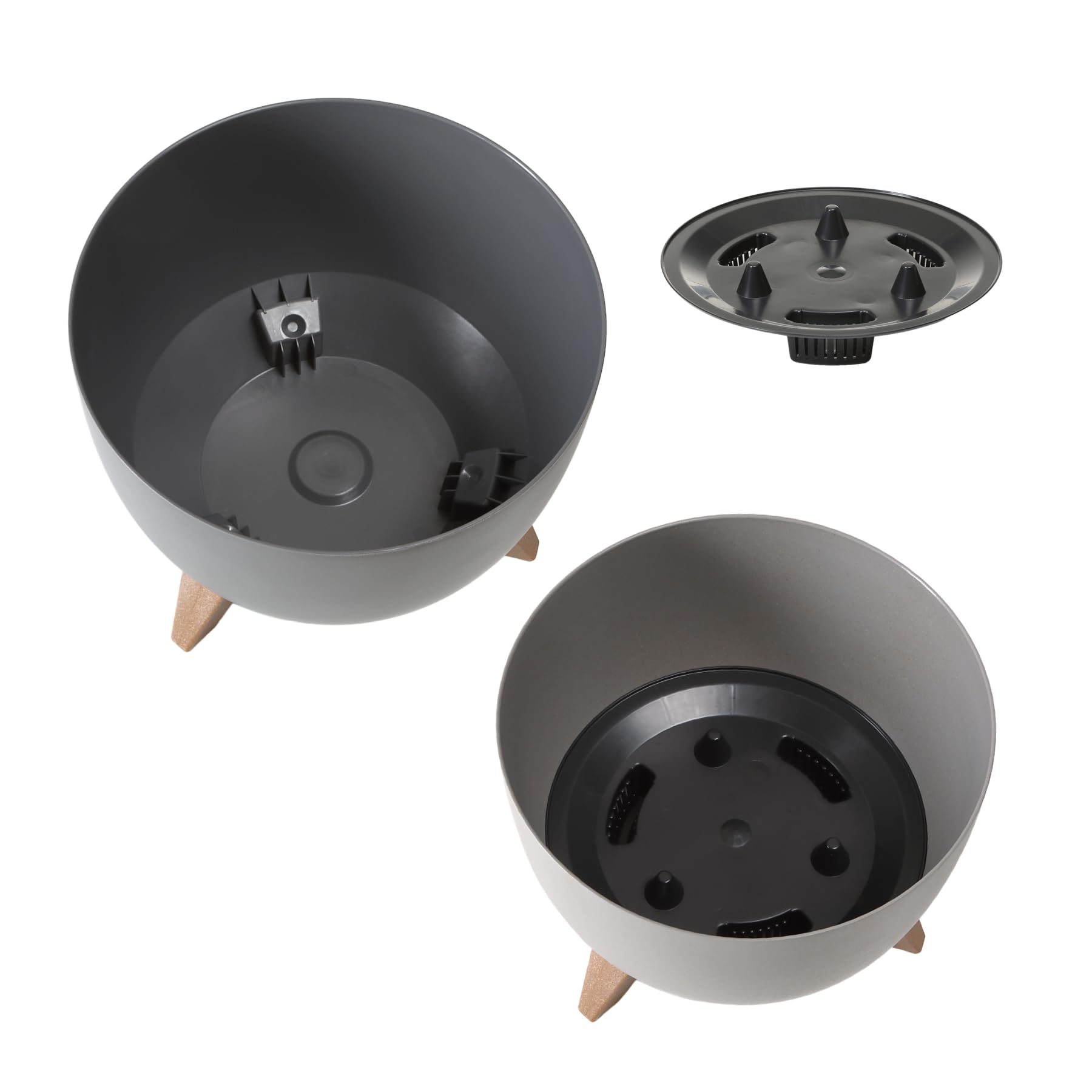 MELTOM Pot de Fleurs Bol avec Pieds Pot de Fleurs d'herbes Bol écologique pour Plantes recyclées, Mat (Noir, L - 40 cm)
