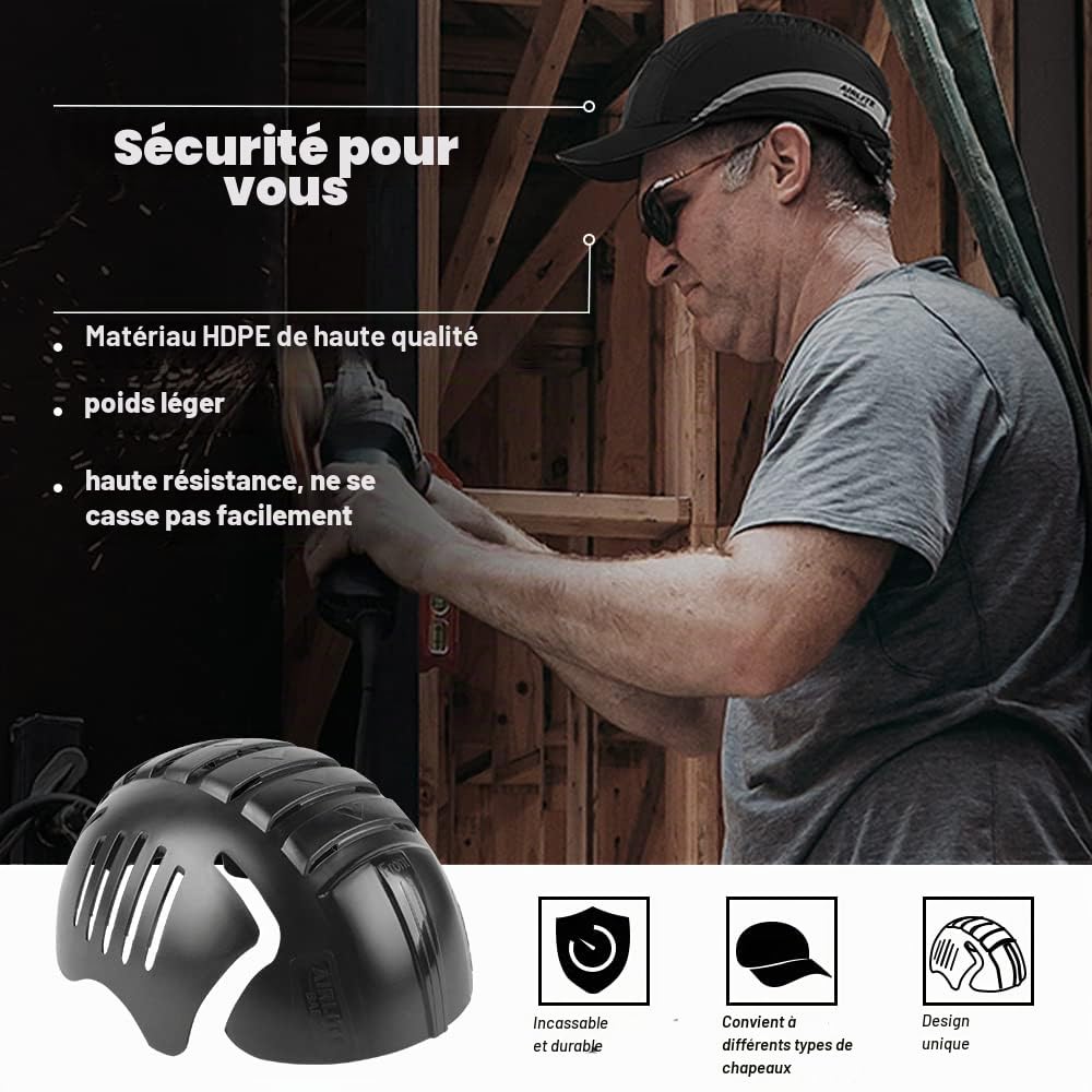 GREEN DEVIL Casquette de sécurité Universelle avec Insert Rigide en ABS Rigide - Respirante et légère - Anti-Chocs - s'adapte à n'importe Quel Chapeau de Baseball ou Hats durs pour Une Protection